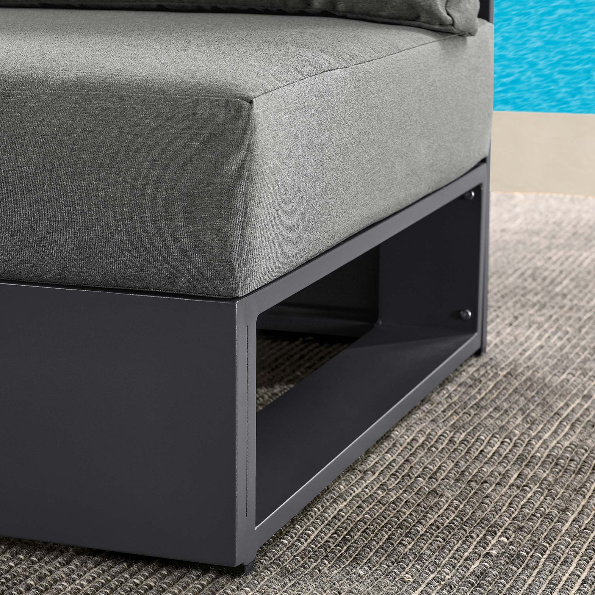 Tahoe Outdoor Patio Powder-Coated Aluminum Modular Armless Chair, Gray Charcoal