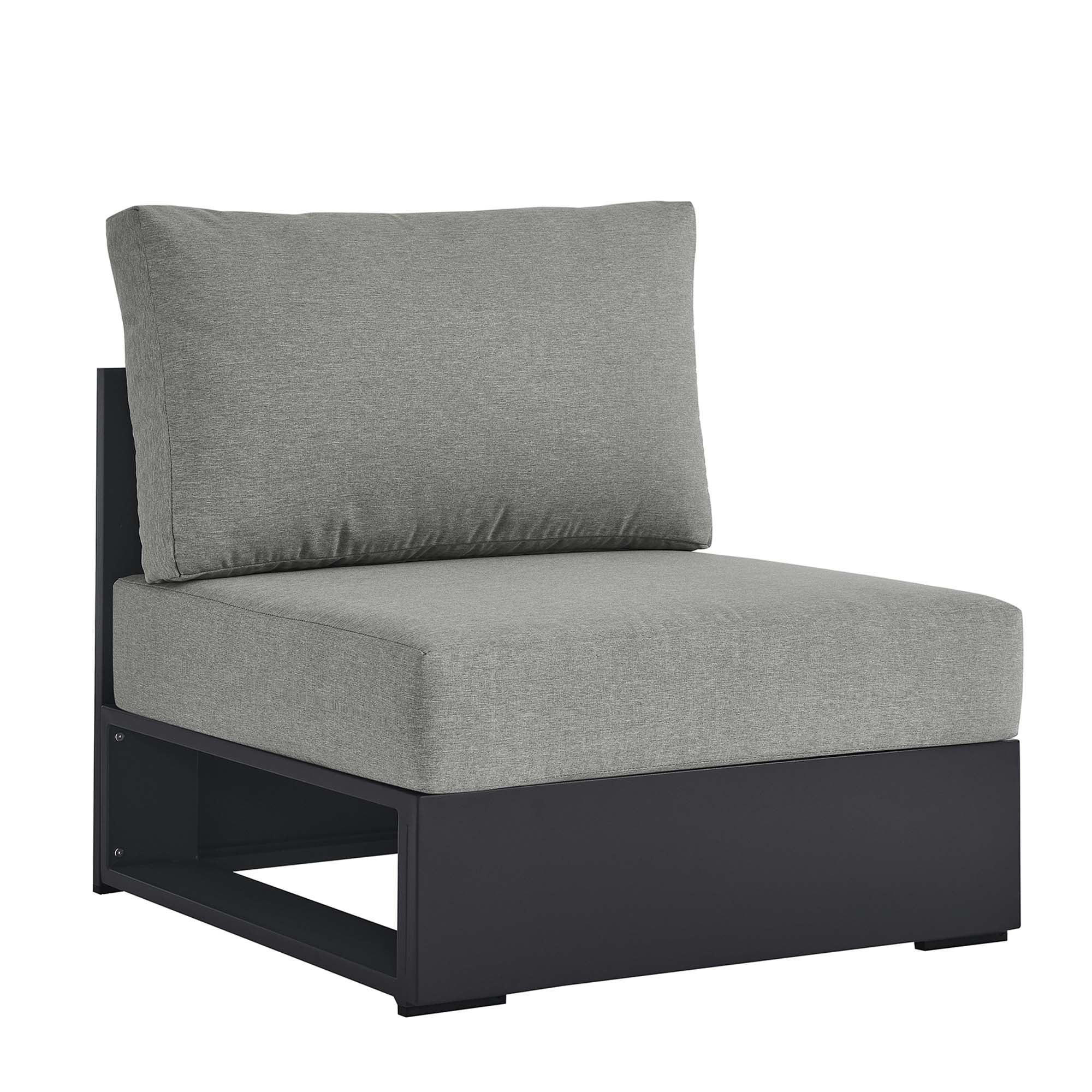Tahoe Outdoor Patio Powder-Coated Aluminum Modular Armless Chair, Gray Gray