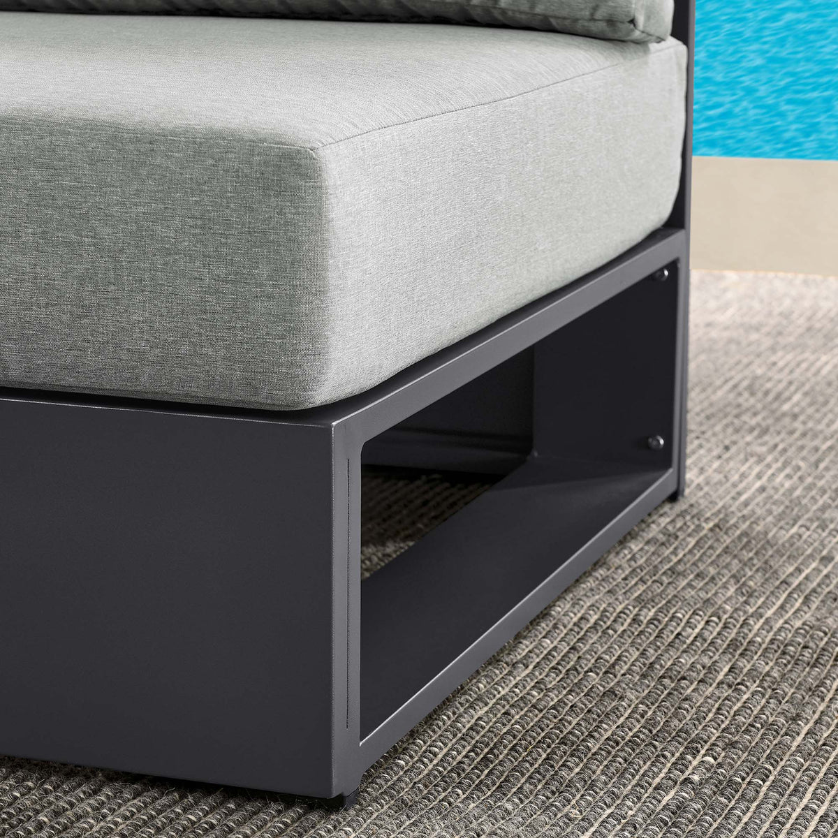 Tahoe Outdoor Patio Powder-Coated Aluminum Modular Armless Chair, Gray Gray