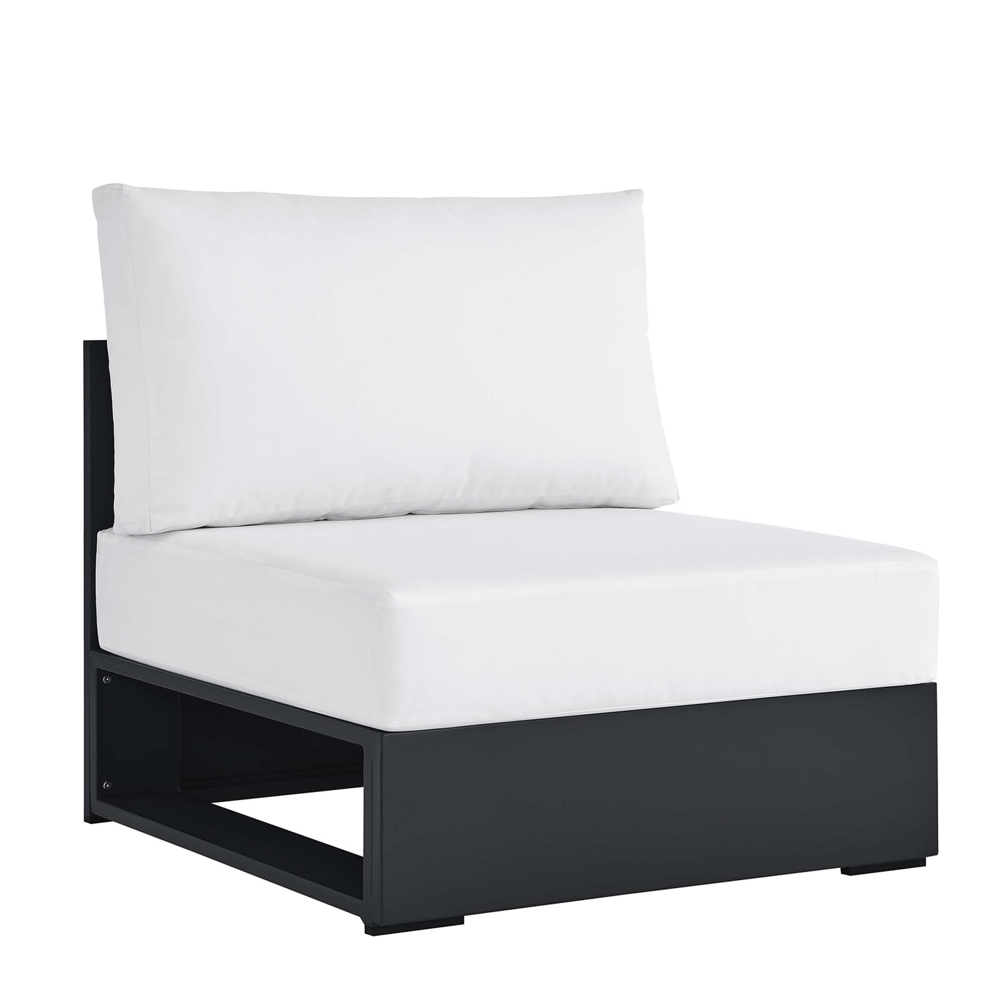 Tahoe Outdoor Patio Powder-Coated Aluminum Modular Armless Chair, Gray White
