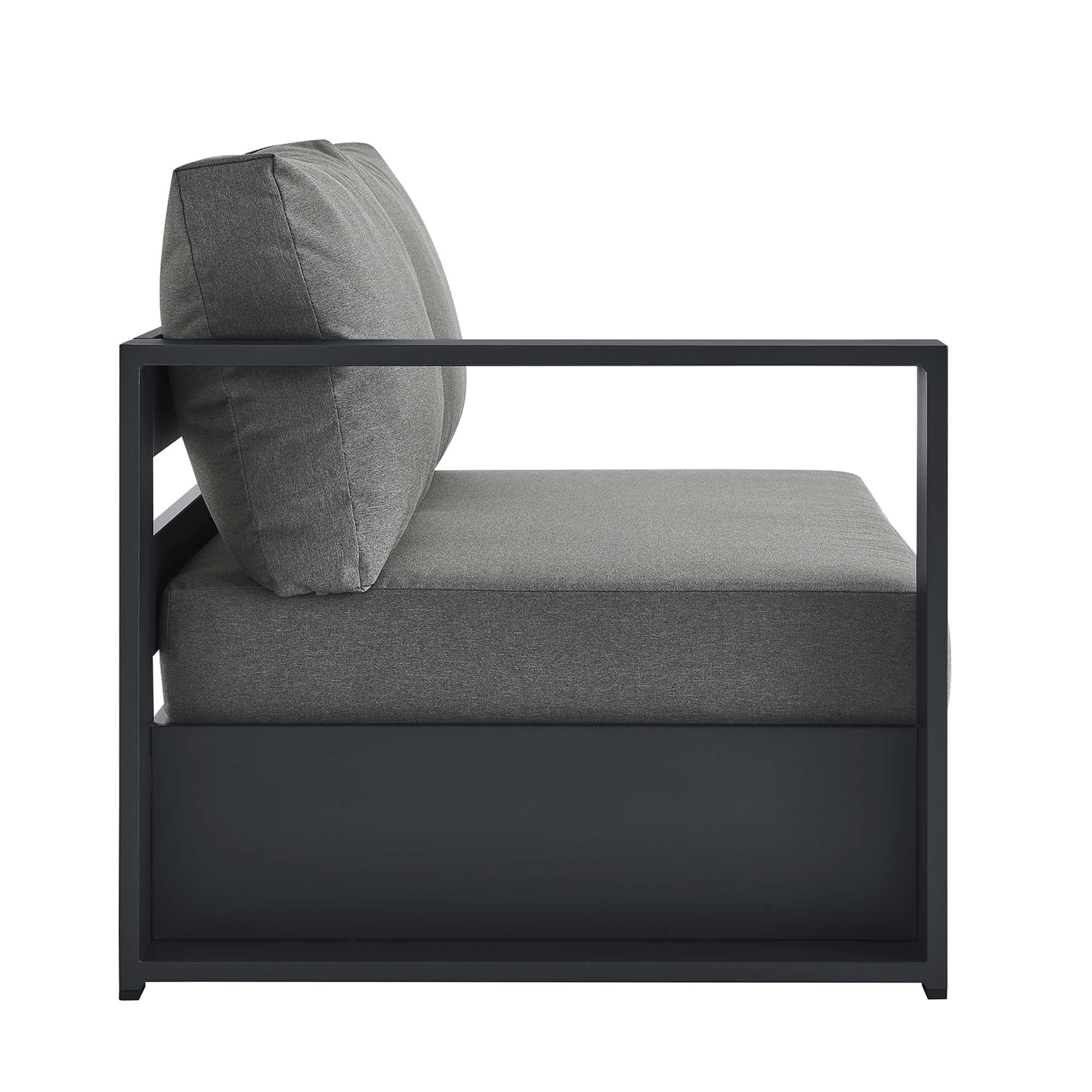 Tahoe Outdoor Patio Powder-Coated Aluminum Modular Left-Facing Loveseat, Gray Charcoal