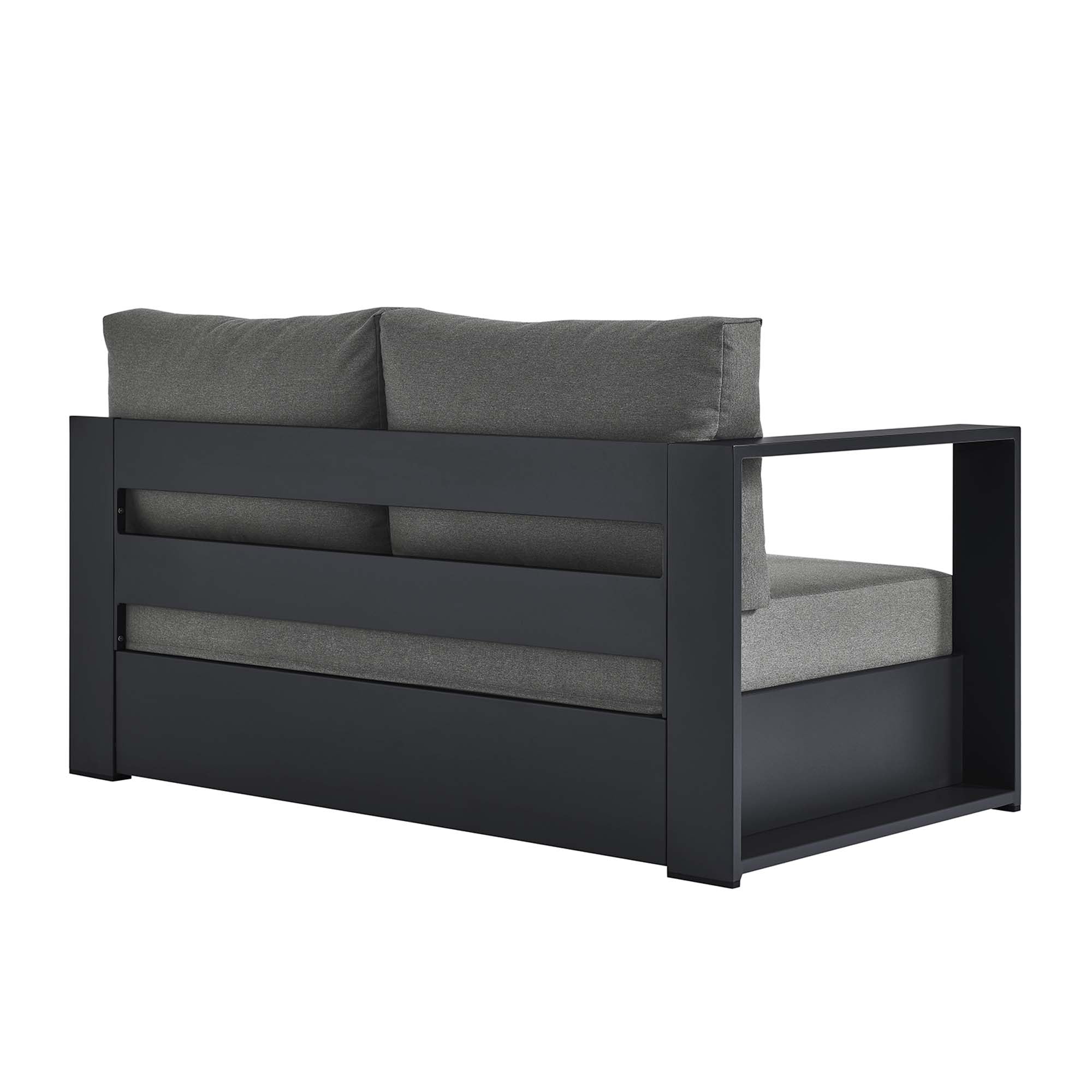 Tahoe Outdoor Patio Powder-Coated Aluminum Modular Left-Facing Loveseat, Gray Charcoal