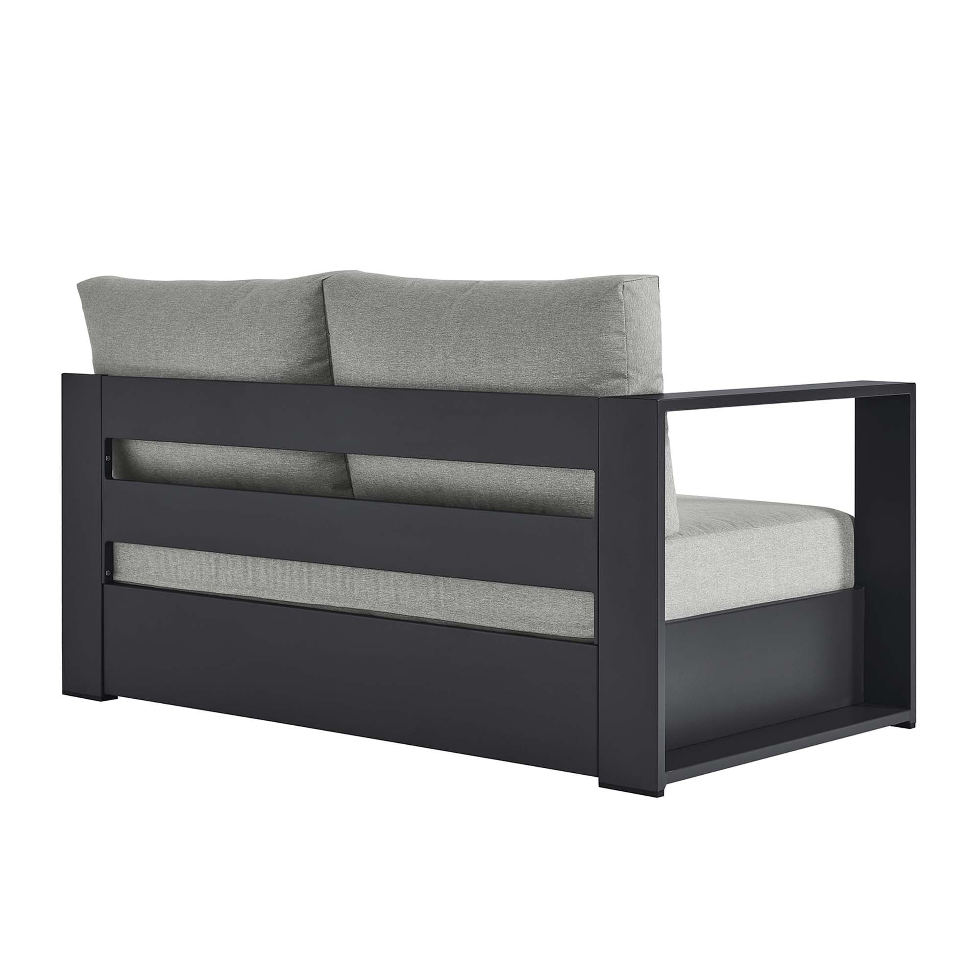 Tahoe Outdoor Patio Powder-Coated Aluminum Modular Left-Facing Loveseat, Gray Gray