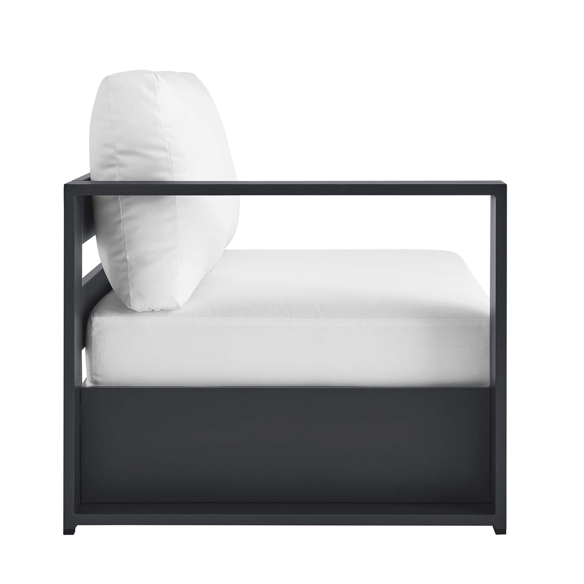Tahoe Outdoor Patio Powder-Coated Aluminum Modular Left-Facing Loveseat, Gray White