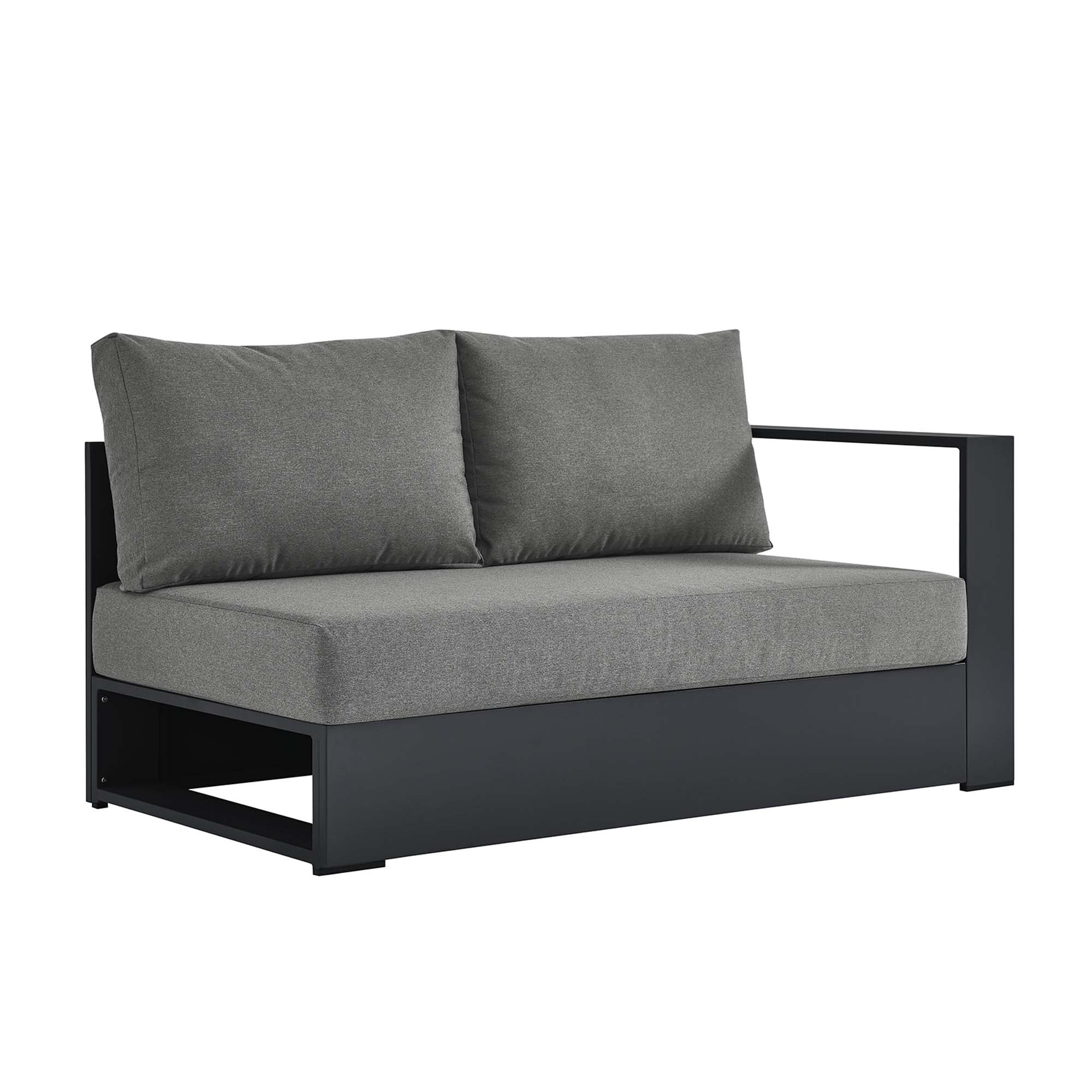 Tahoe Outdoor Patio Powder-Coated Aluminum Modular Right-Facing Loveseat, Gray Charcoal
