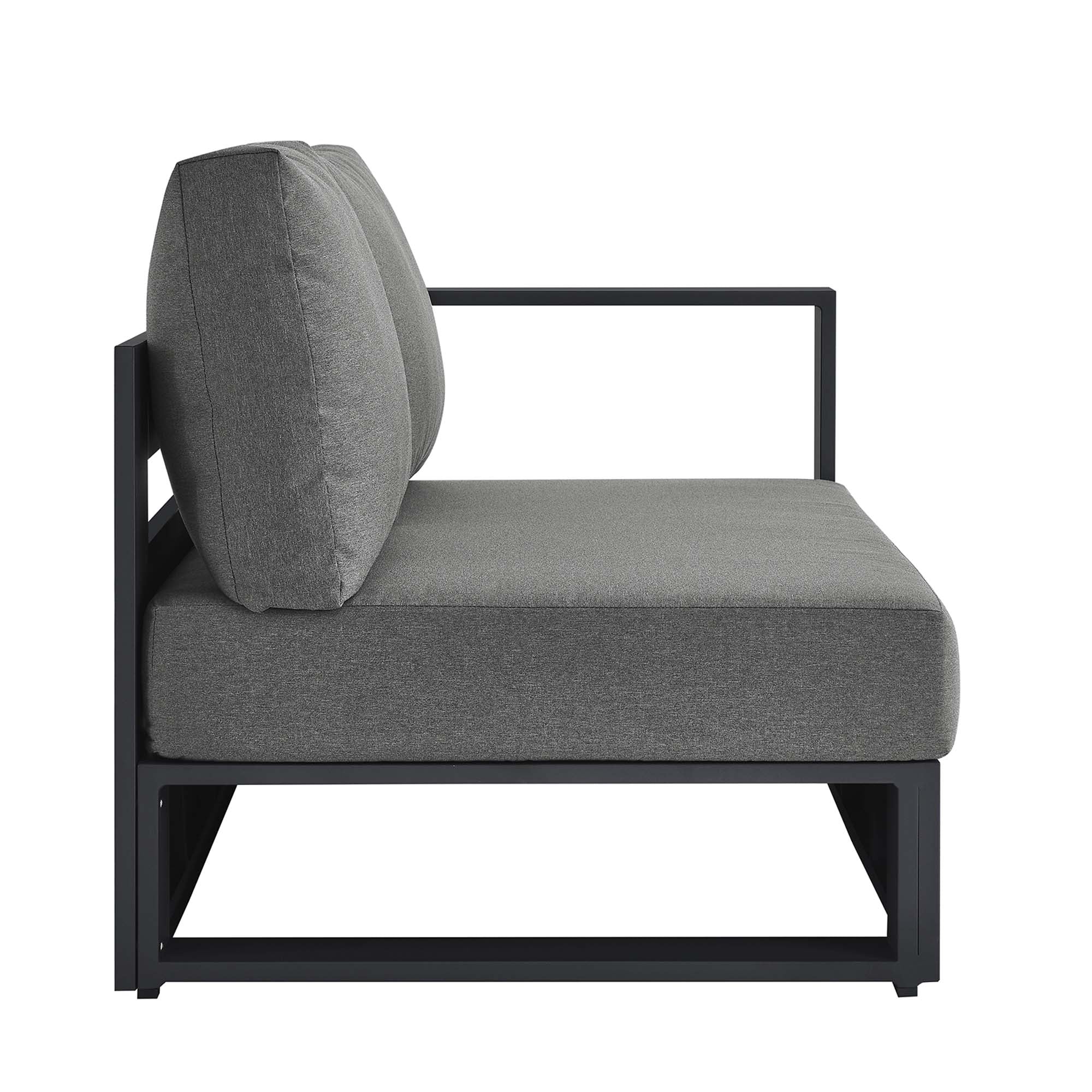 Tahoe Outdoor Patio Powder-Coated Aluminum Modular Right-Facing Loveseat, Gray Charcoal