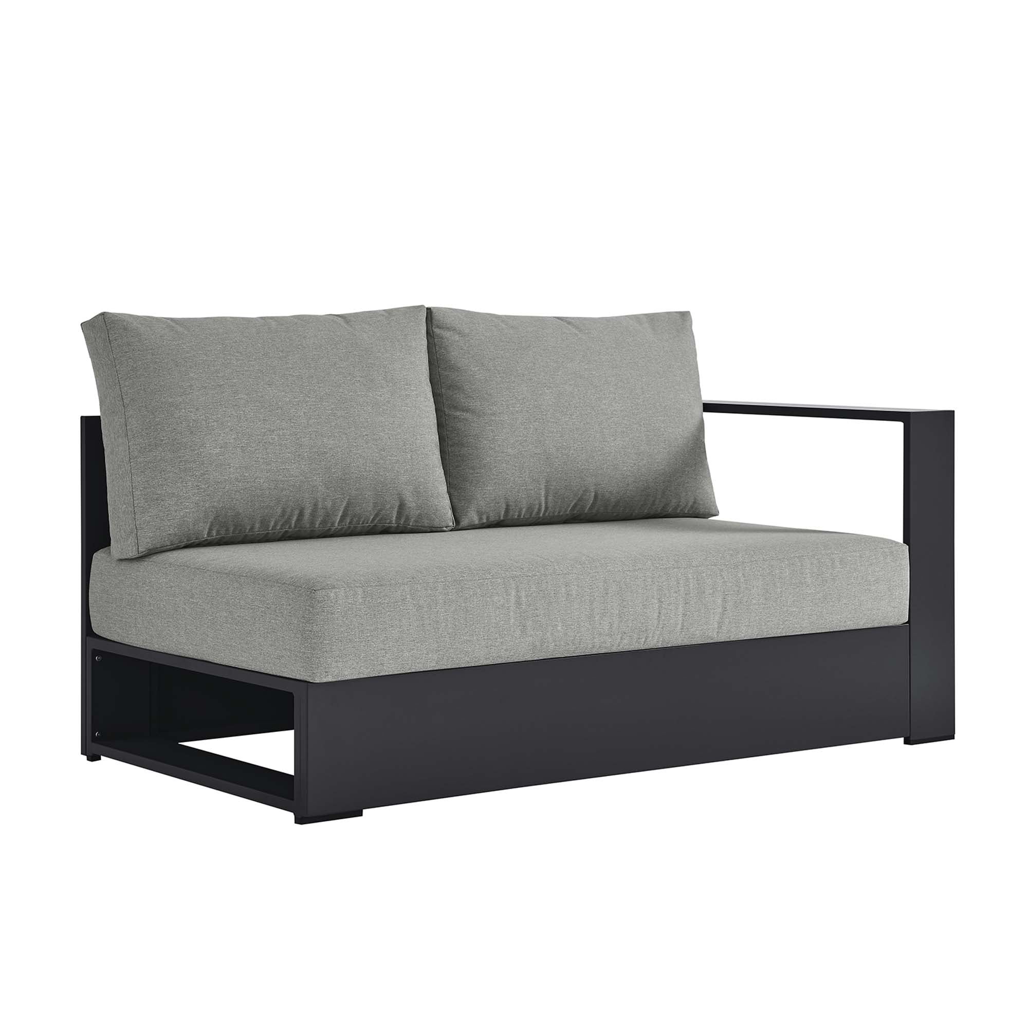 Tahoe Outdoor Patio Powder-Coated Aluminum Modular Right-Facing Loveseat, Gray Gray