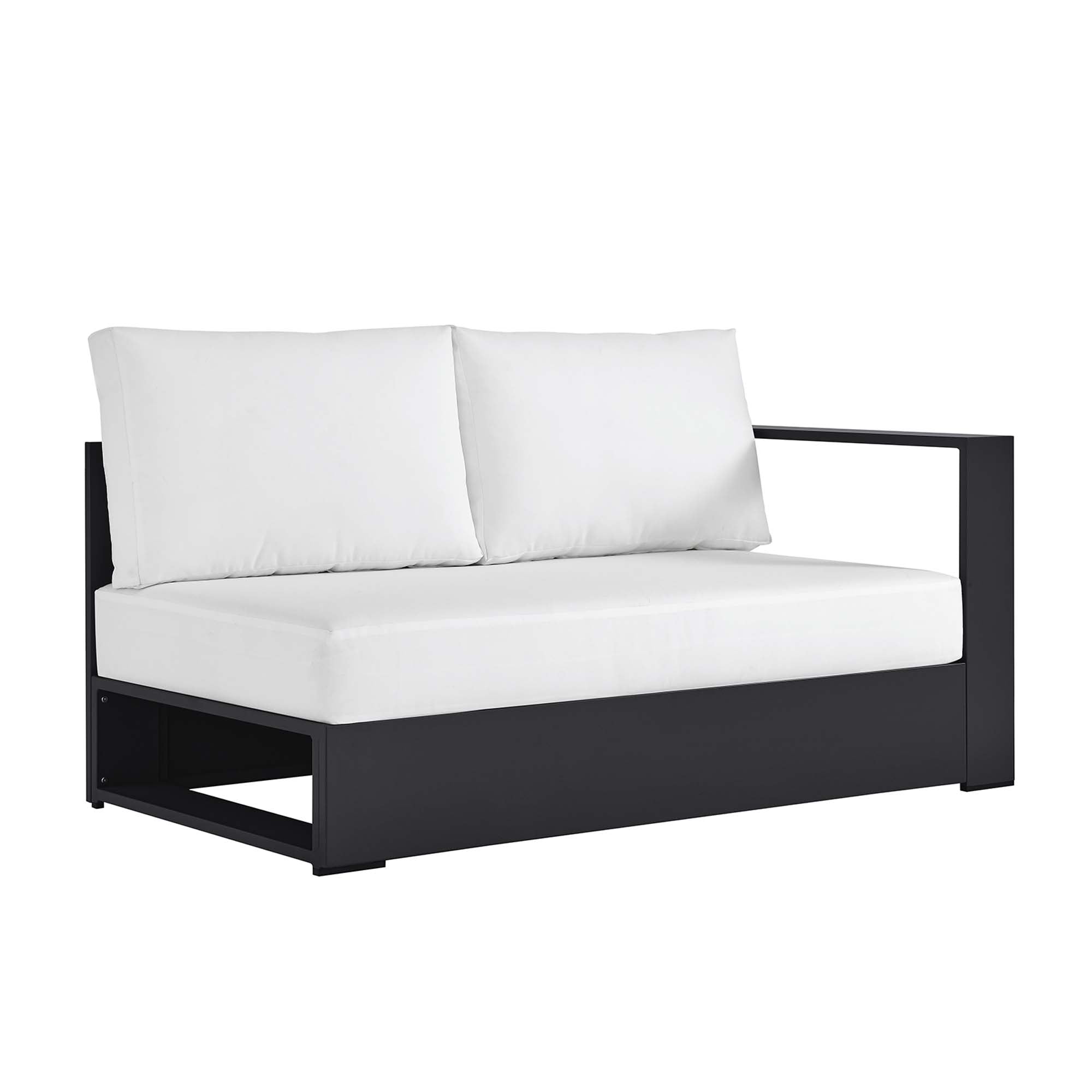 Tahoe Outdoor Patio Powder-Coated Aluminum Modular Right-Facing Loveseat, Gray White