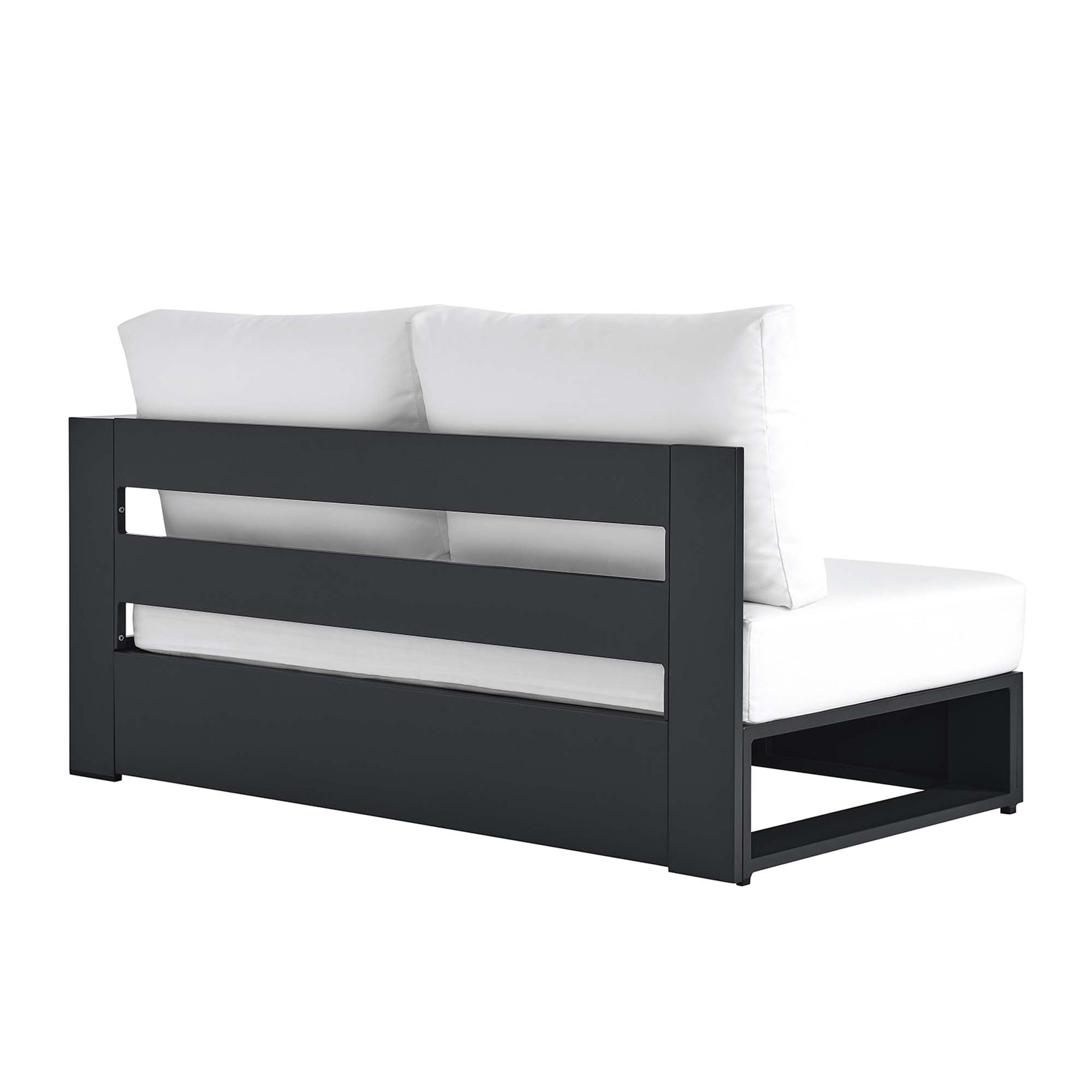 Tahoe Outdoor Patio Powder-Coated Aluminum Modular Right-Facing Loveseat, Gray White