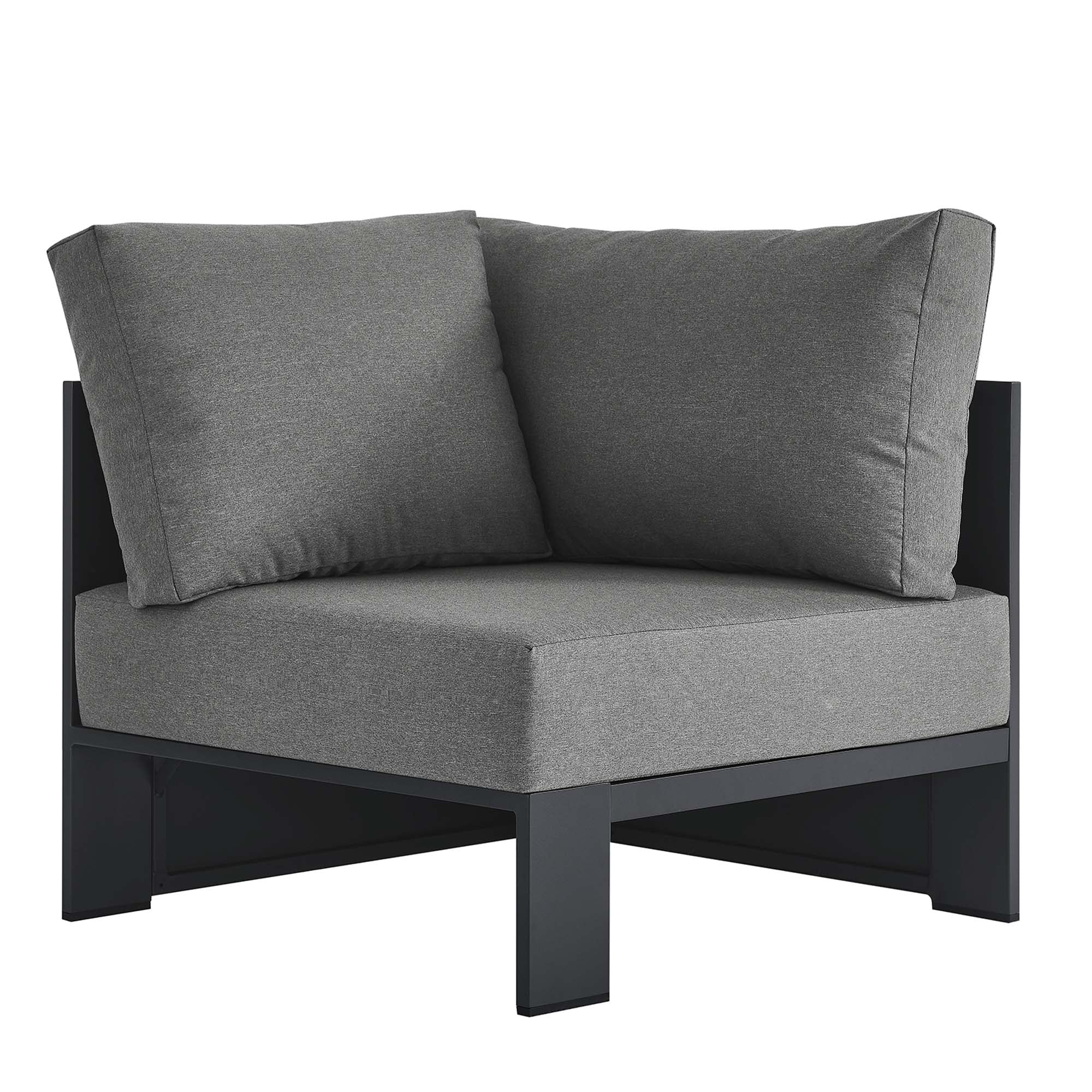 Tahoe Outdoor Patio Powder-Coated Aluminum Modular Corner Chair, Gray Charcoal