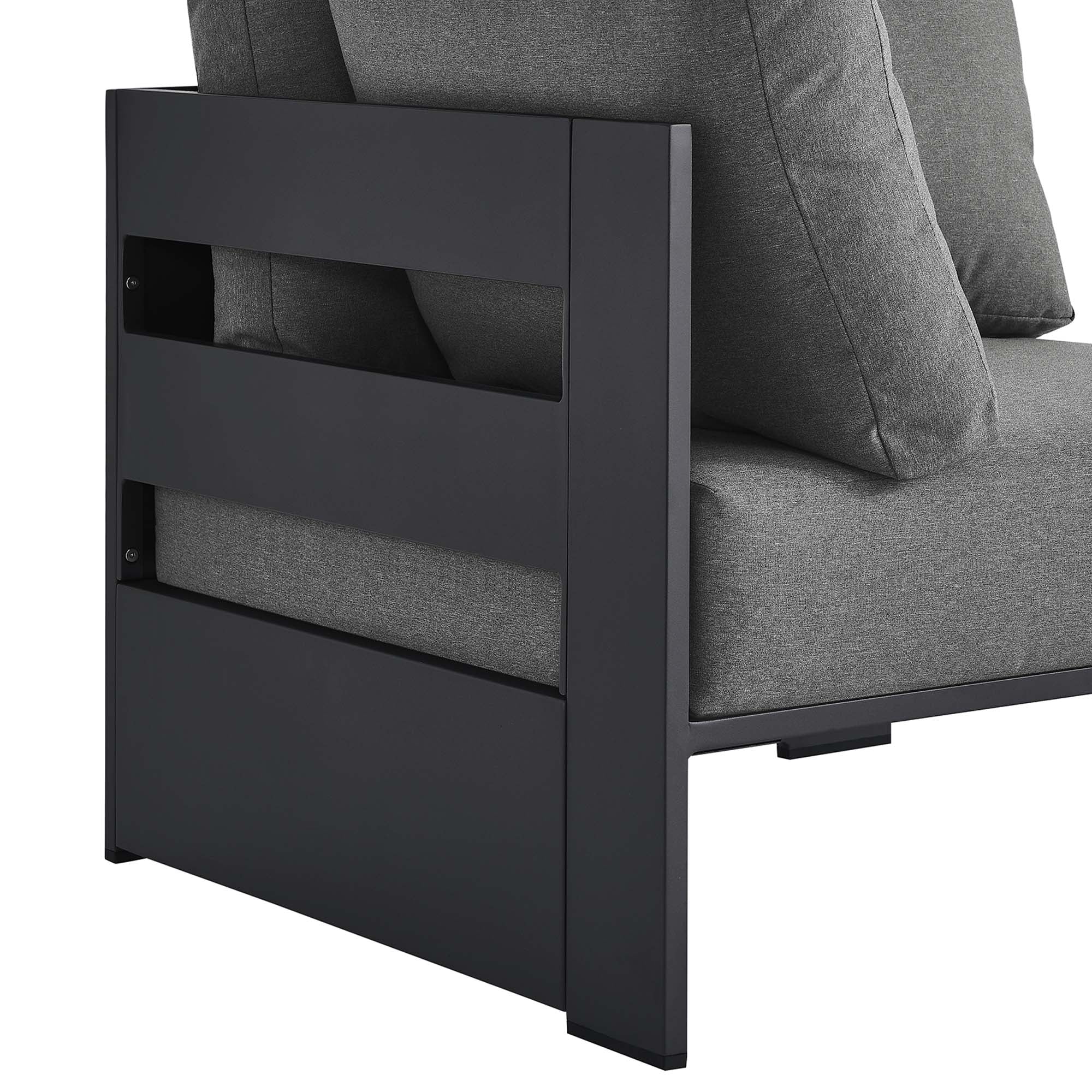 Tahoe Outdoor Patio Powder-Coated Aluminum Modular Corner Chair, Gray Charcoal