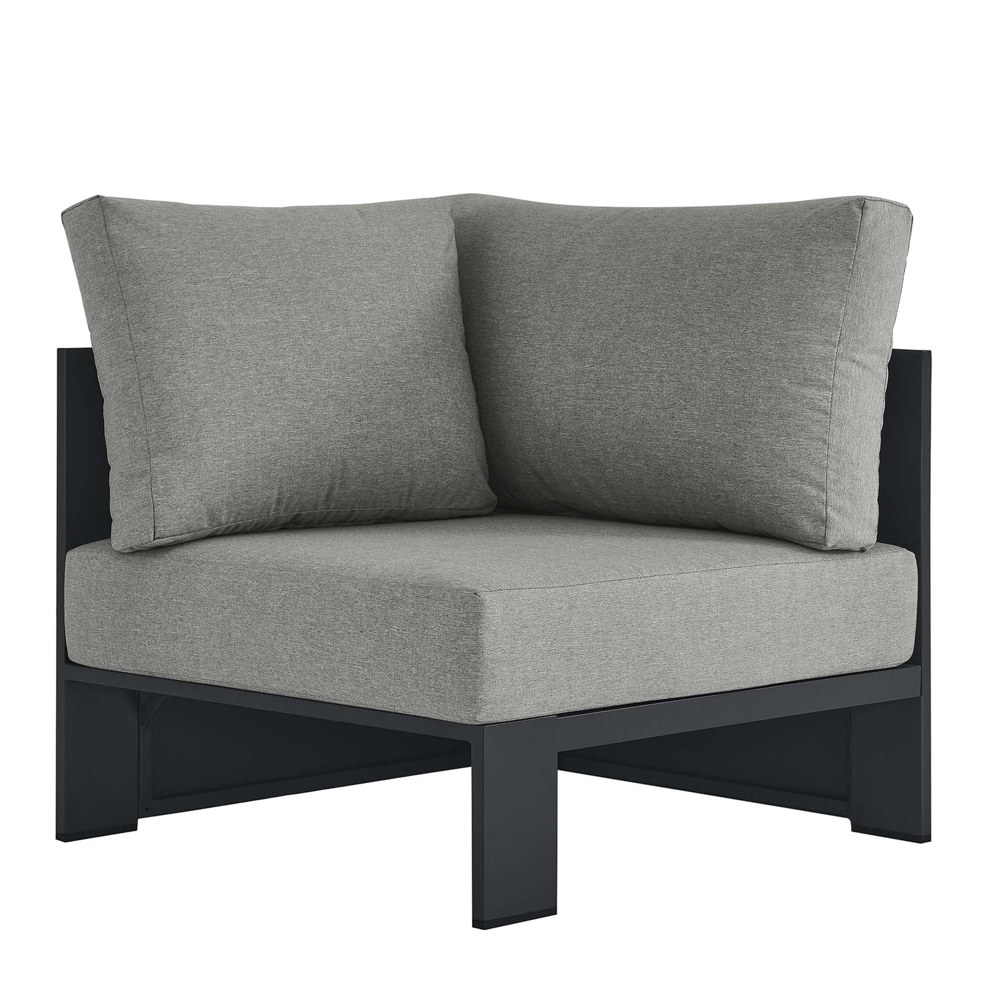 Tahoe Outdoor Patio Powder-Coated Aluminum Modular Corner Chair, Gray Gray