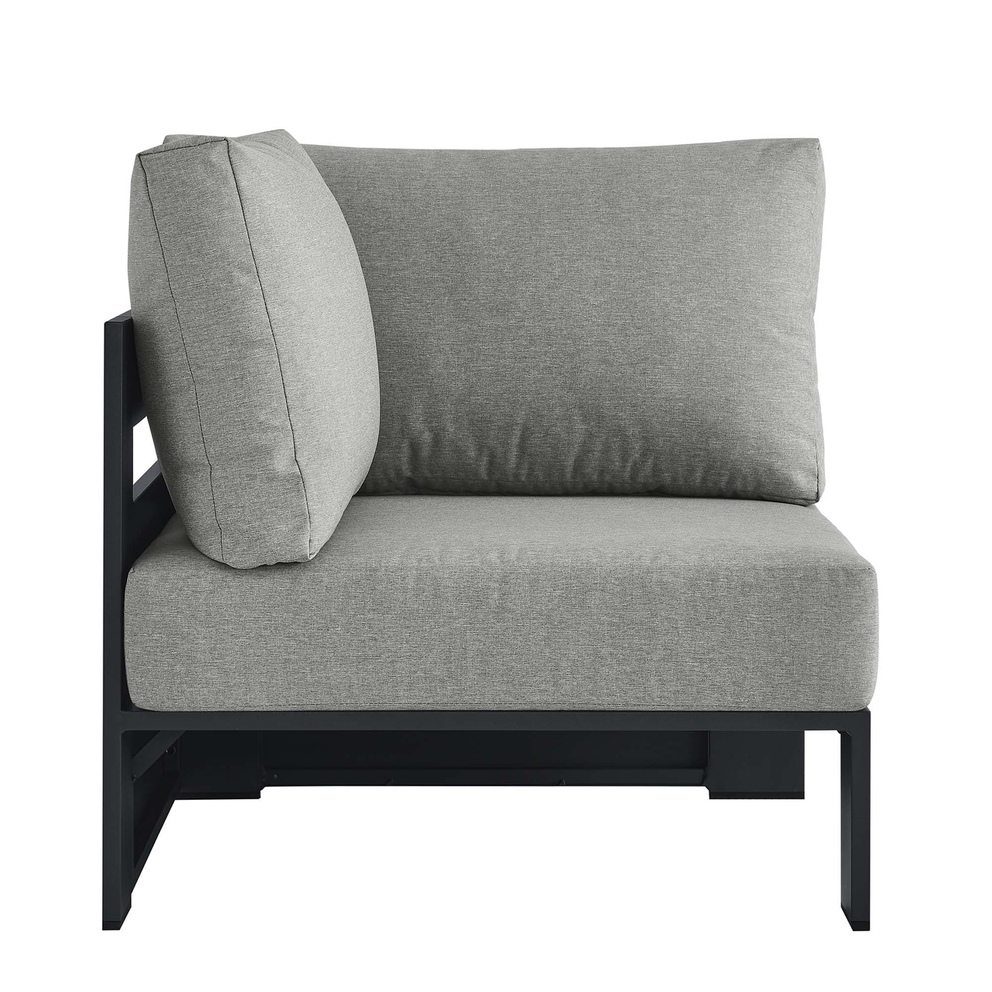 Tahoe Outdoor Patio Powder-Coated Aluminum Modular Corner Chair, Gray Gray
