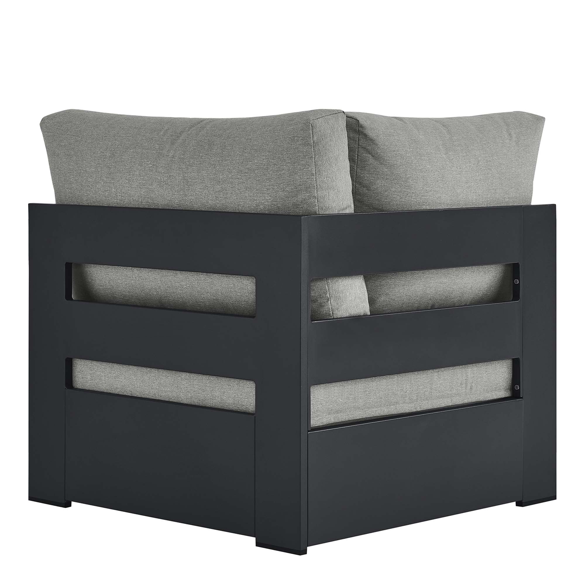 Tahoe Outdoor Patio Powder-Coated Aluminum Modular Corner Chair, Gray Gray