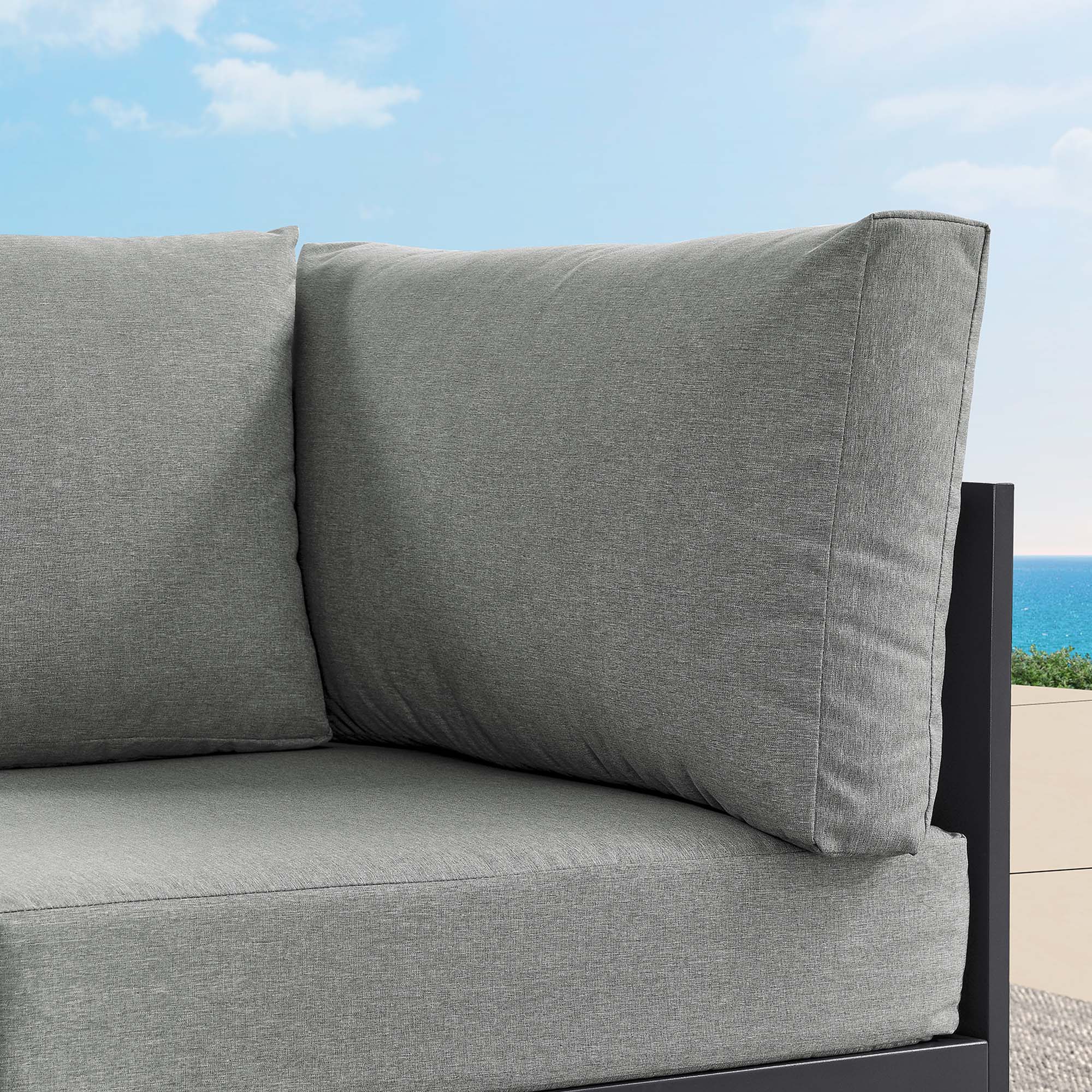 Tahoe Outdoor Patio Powder-Coated Aluminum Modular Corner Chair, Gray Gray