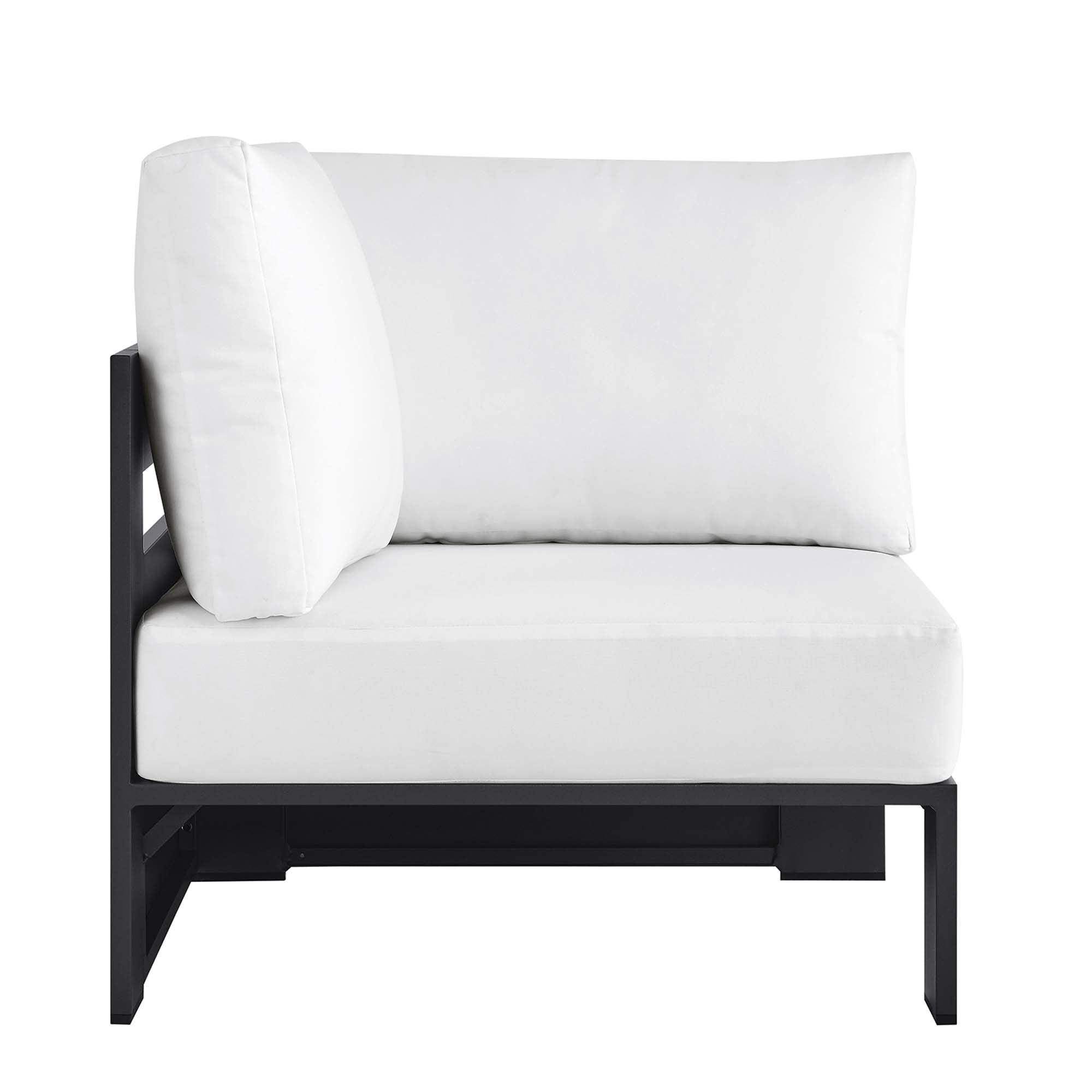Tahoe Outdoor Patio Powder-Coated Aluminum Modular Corner Chair, Gray White