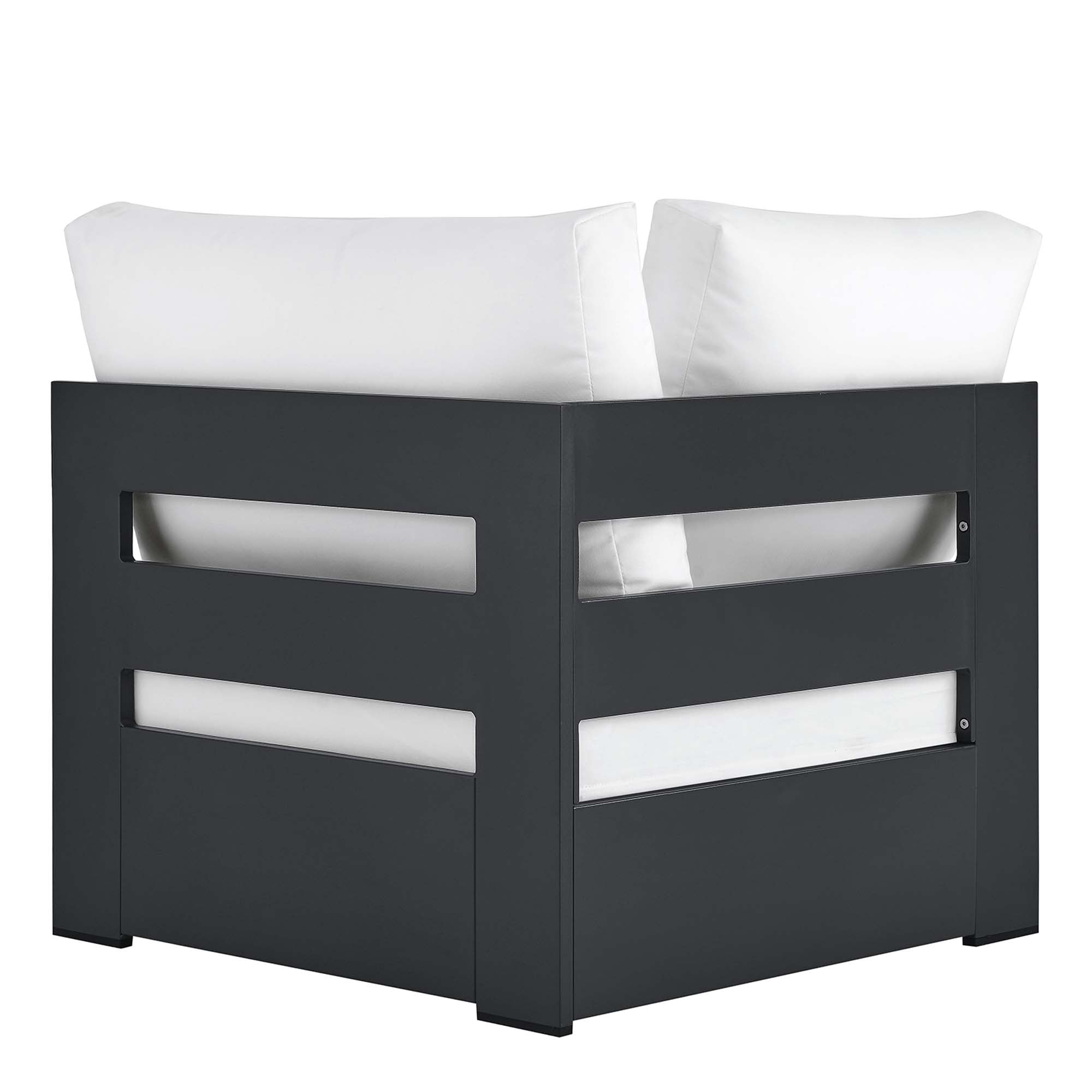 Tahoe Outdoor Patio Powder-Coated Aluminum Modular Corner Chair, Gray White
