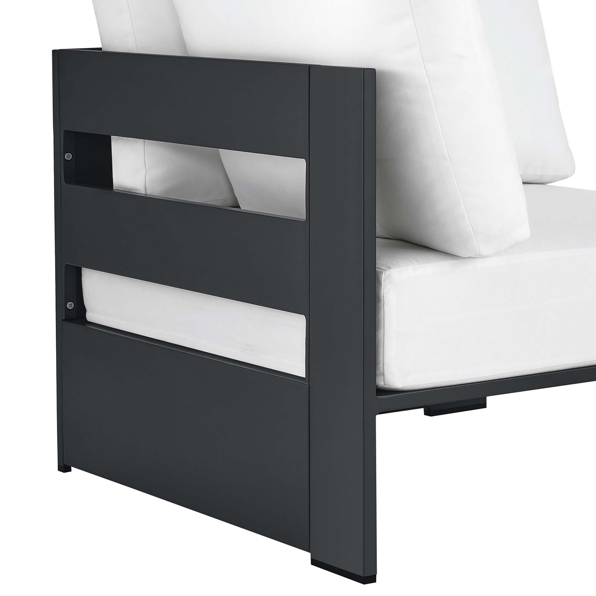 Tahoe Outdoor Patio Powder-Coated Aluminum Modular Corner Chair, Gray White