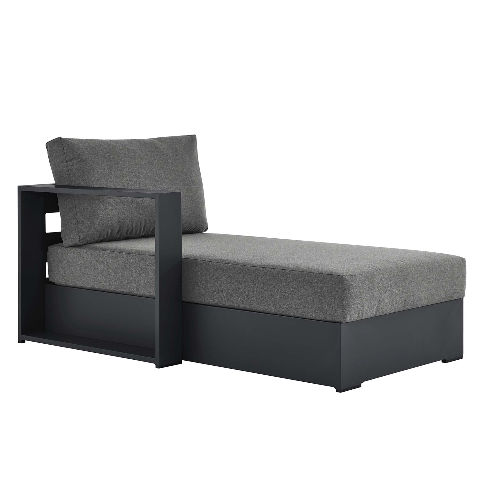 Tahoe Outdoor Patio Powder-Coated Aluminum Modular Left-Facing Chaise Lounge, Gray Charcoal