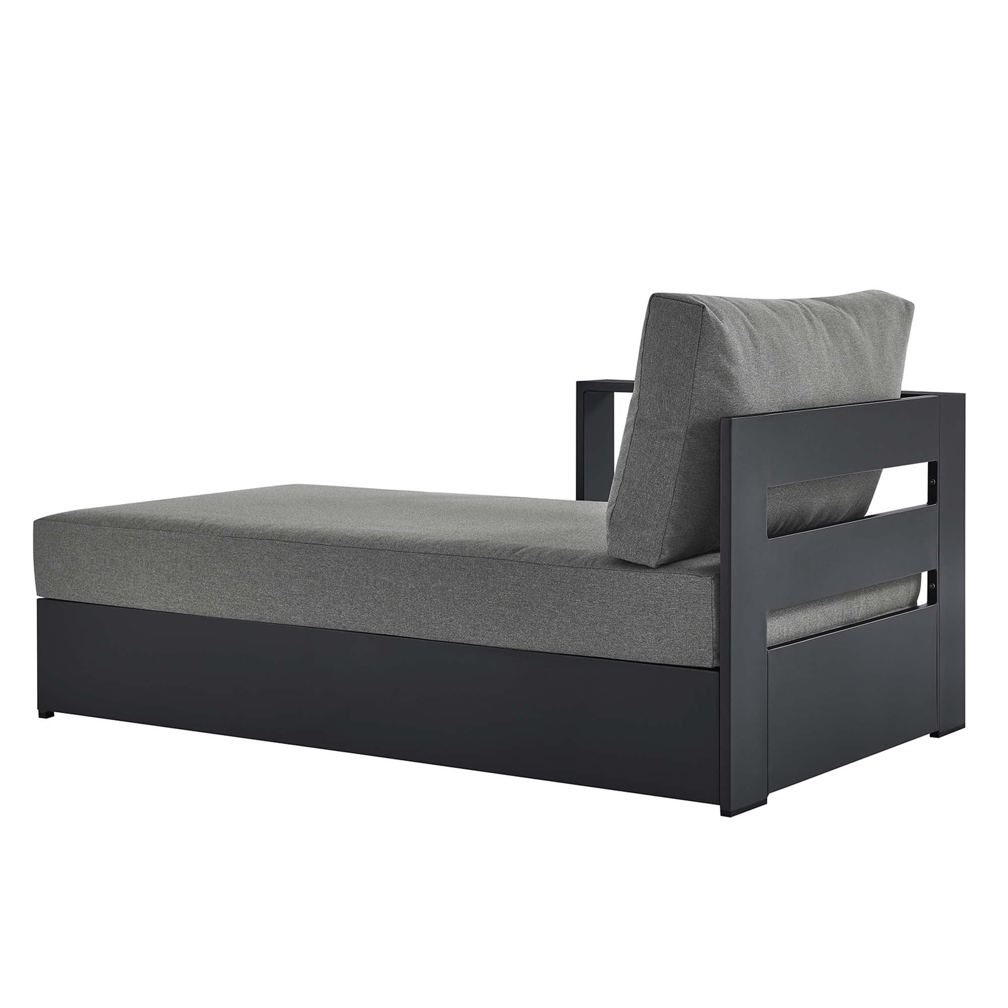 Tahoe Outdoor Patio Powder-Coated Aluminum Modular Left-Facing Chaise Lounge, Gray Charcoal