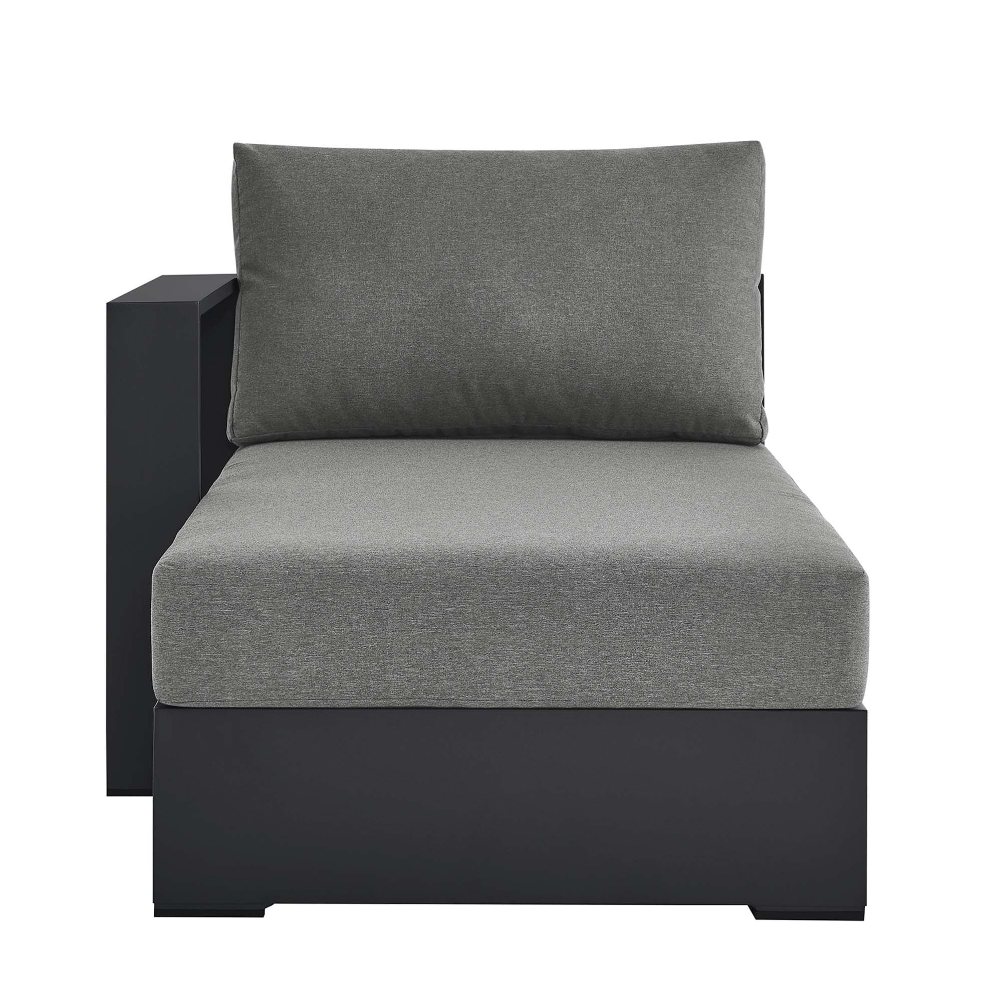 Tahoe Outdoor Patio Powder-Coated Aluminum Modular Left-Facing Chaise Lounge, Gray Charcoal