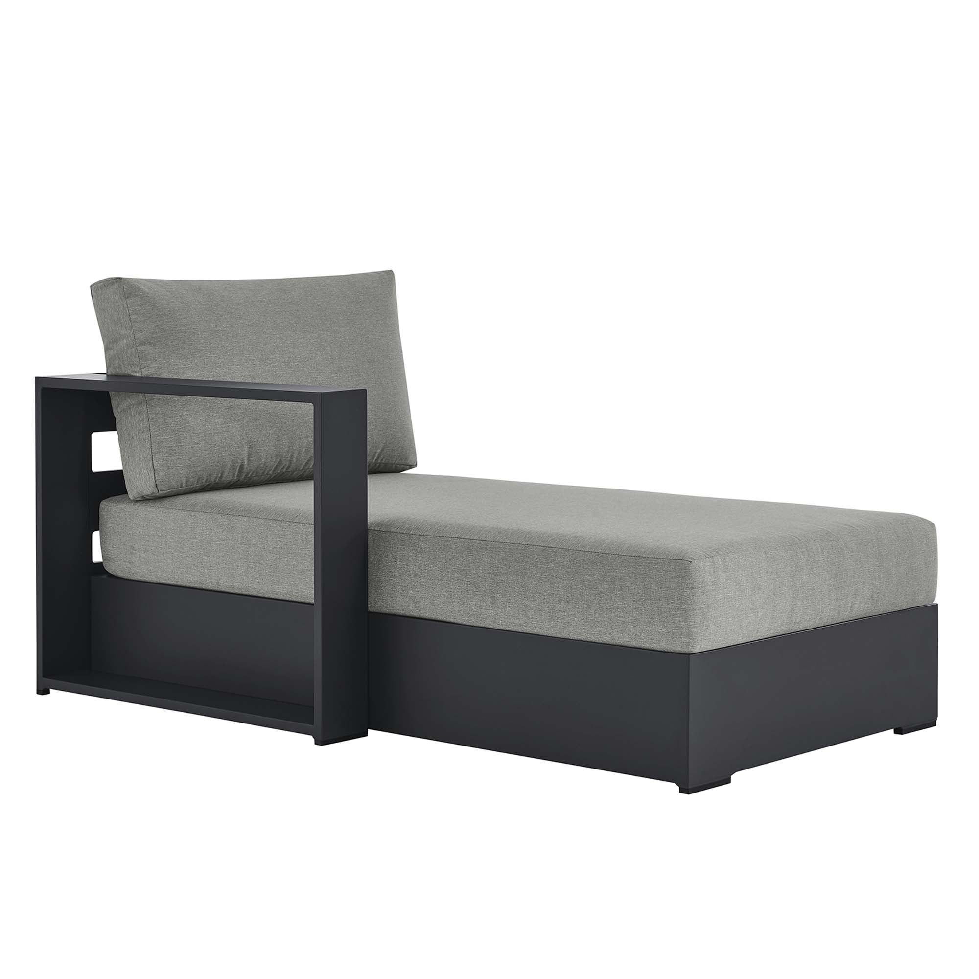Tahoe Outdoor Patio Powder-Coated Aluminum Modular Left-Facing Chaise Lounge, Gray Gray