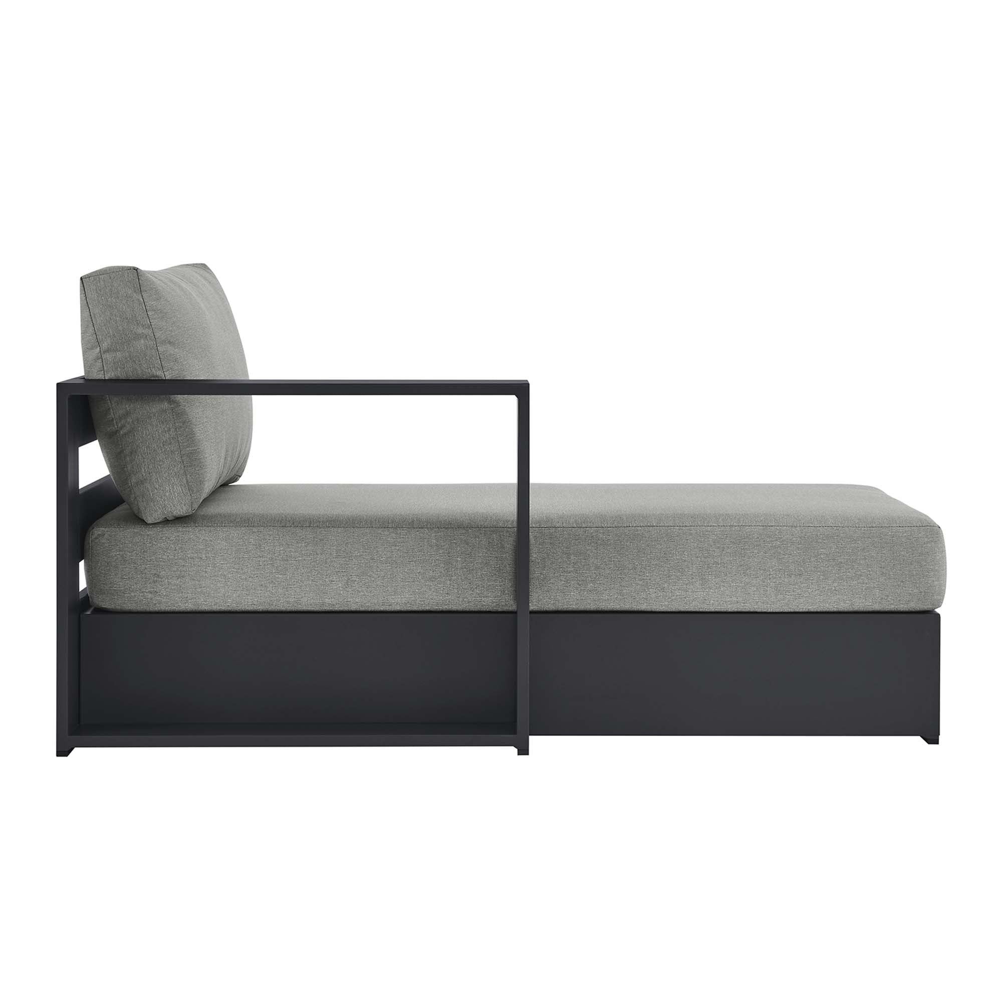 Tahoe Outdoor Patio Powder-Coated Aluminum Modular Left-Facing Chaise Lounge, Gray Gray