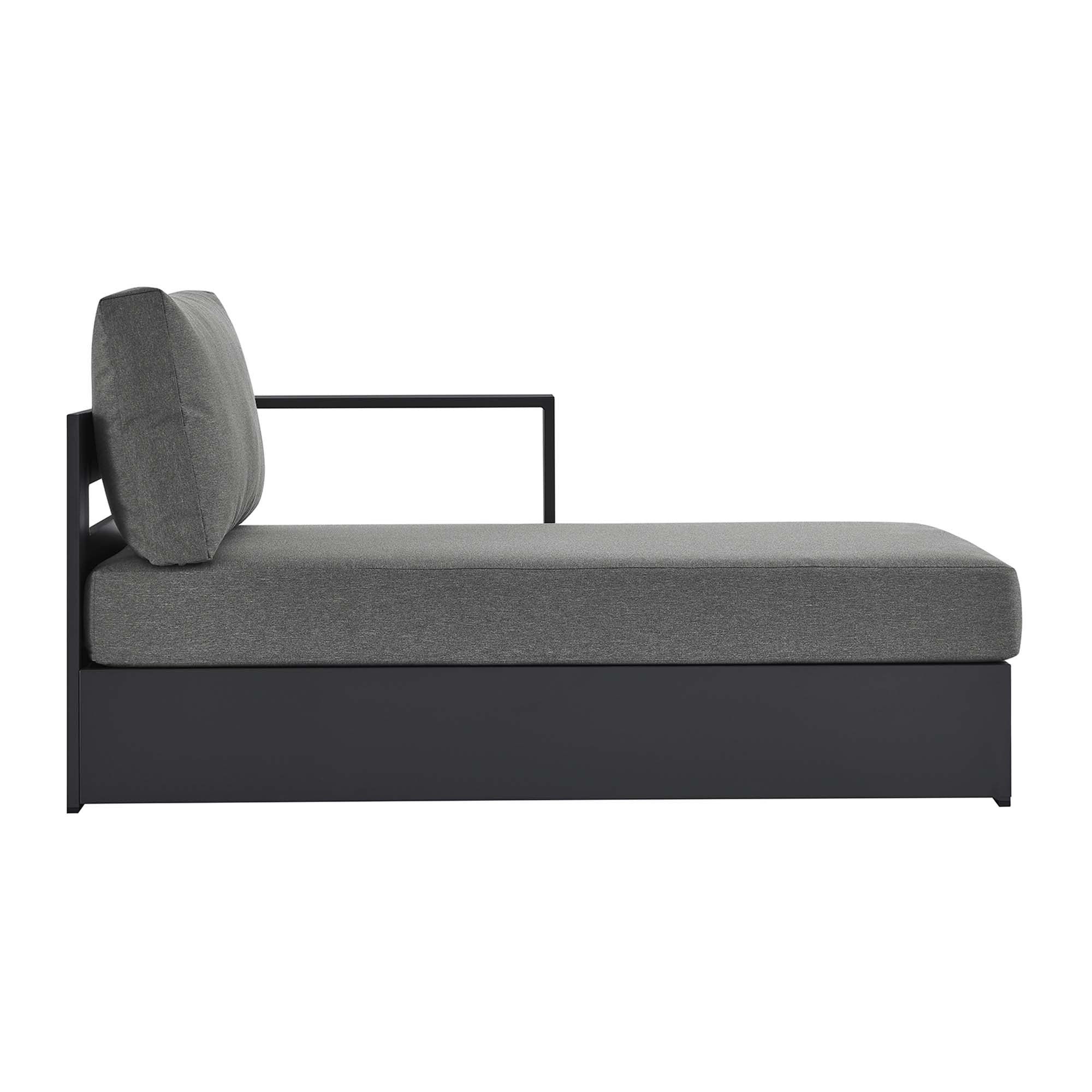 Tahoe Outdoor Patio Powder-Coated Aluminum Modular Right-Facing Chaise Lounge, Gray Charcoal