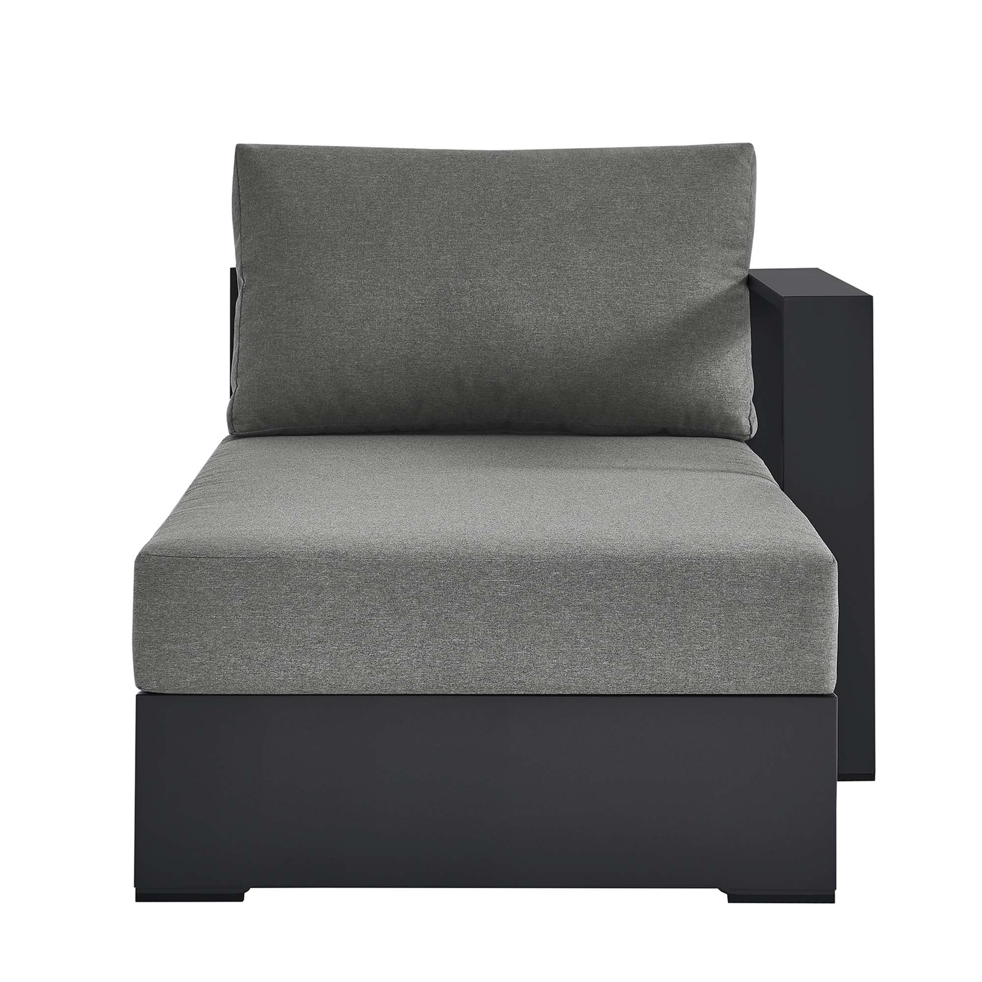Tahoe Outdoor Patio Powder-Coated Aluminum Modular Right-Facing Chaise Lounge, Gray Charcoal