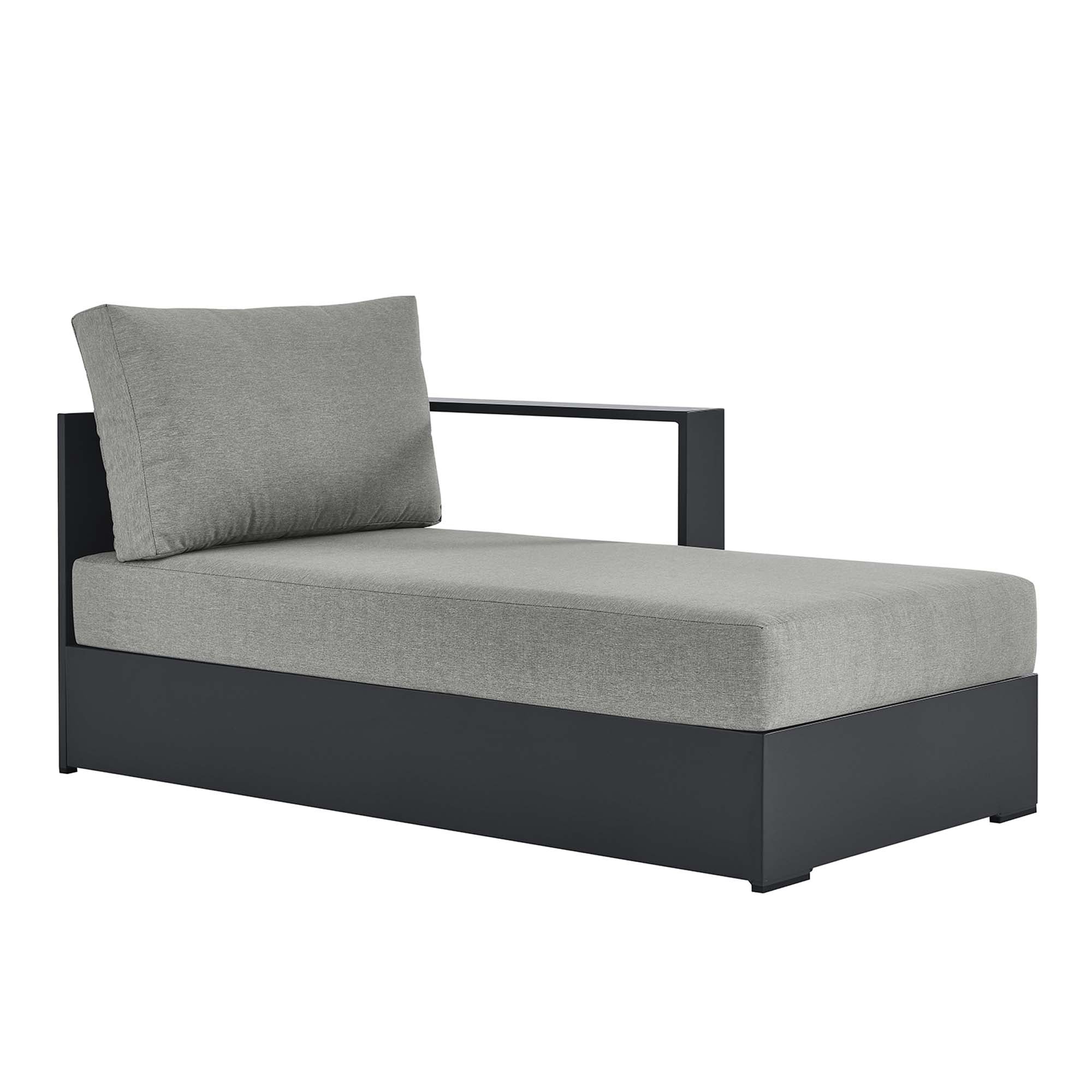 Tahoe Outdoor Patio Powder-Coated Aluminum Modular Right-Facing Chaise Lounge, Gray Gray