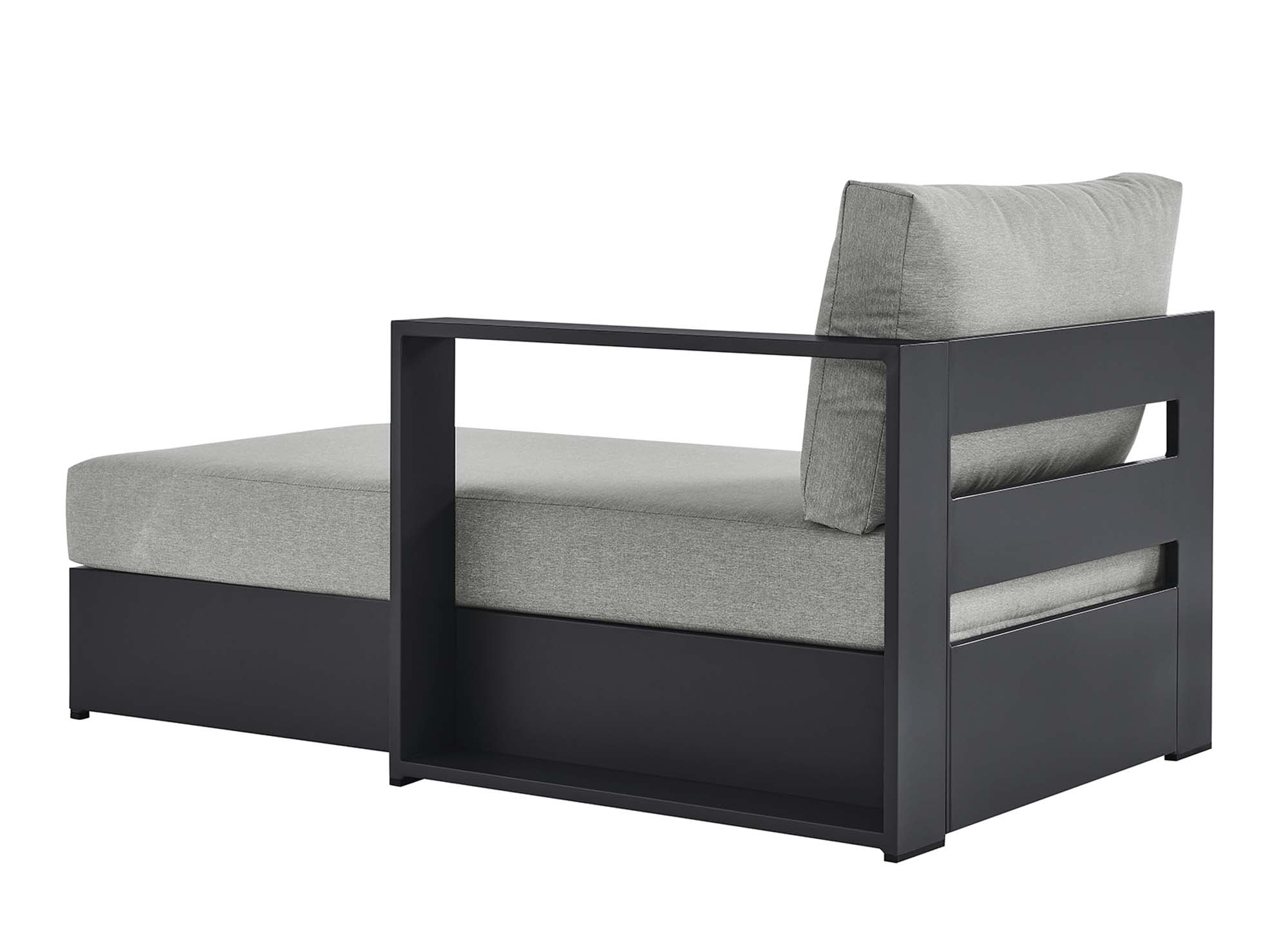 Tahoe Outdoor Patio Powder-Coated Aluminum Modular Right-Facing Chaise Lounge, Gray Gray
