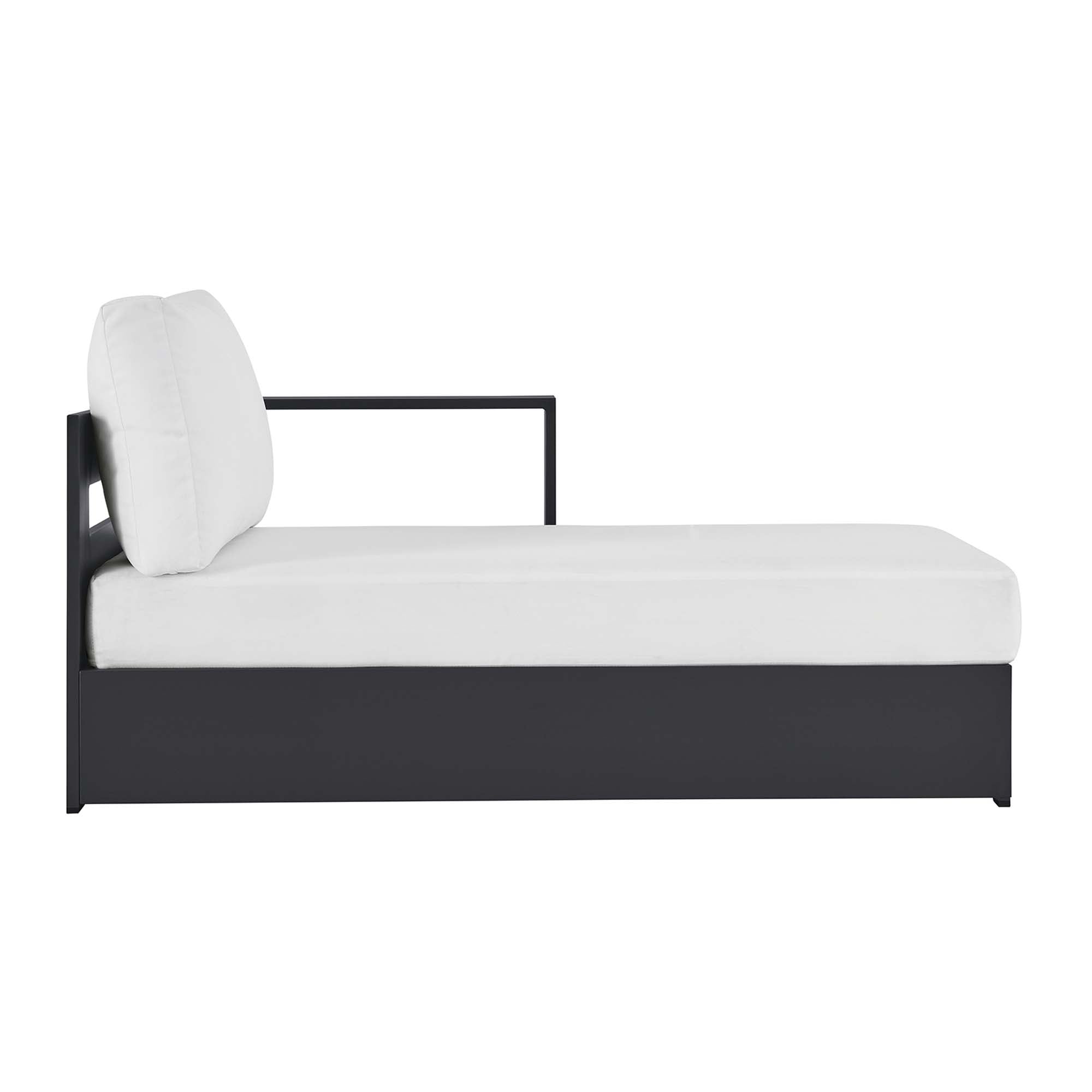 Tahoe Outdoor Patio Powder-Coated Aluminum Modular Right-Facing Chaise Lounge, Gray White