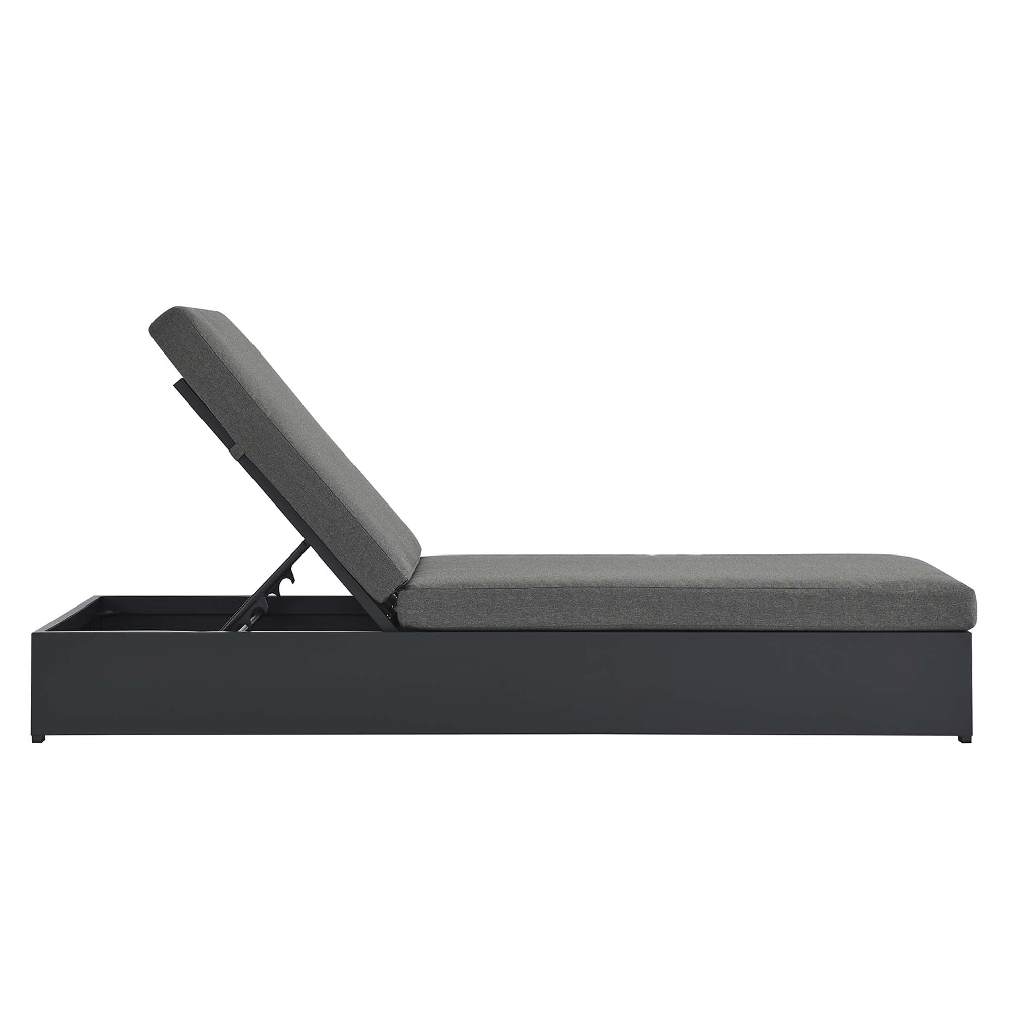 Tahoe Outdoor Patio Powder-Coated Aluminum Chaise Lounge Chair, Gray Charcoal