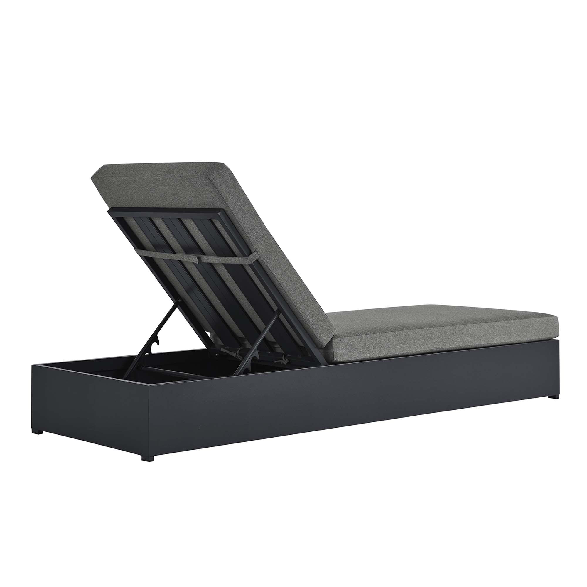 Tahoe Outdoor Patio Powder-Coated Aluminum Chaise Lounge Chair, Gray Charcoal