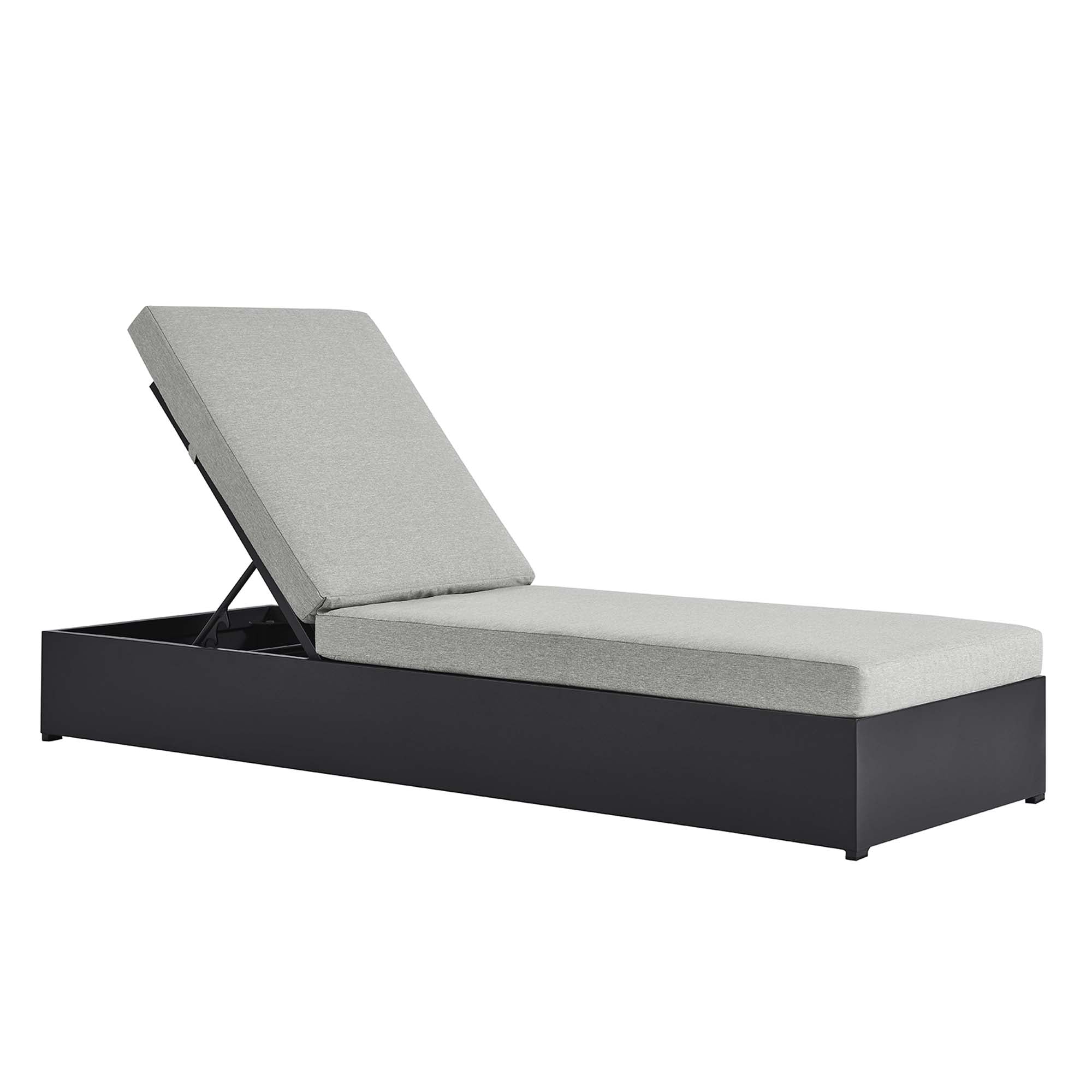 Tahoe Outdoor Patio Powder-Coated Aluminum Chaise Lounge Chair, Gray Gray