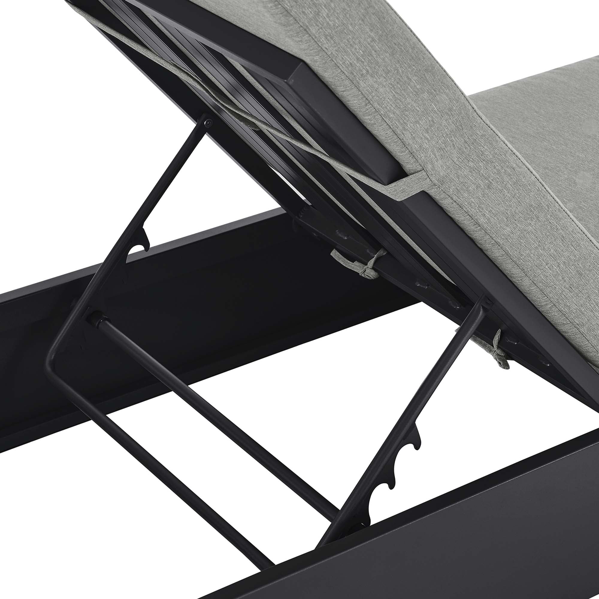 Tahoe Outdoor Patio Powder-Coated Aluminum Chaise Lounge Chair, Gray Gray