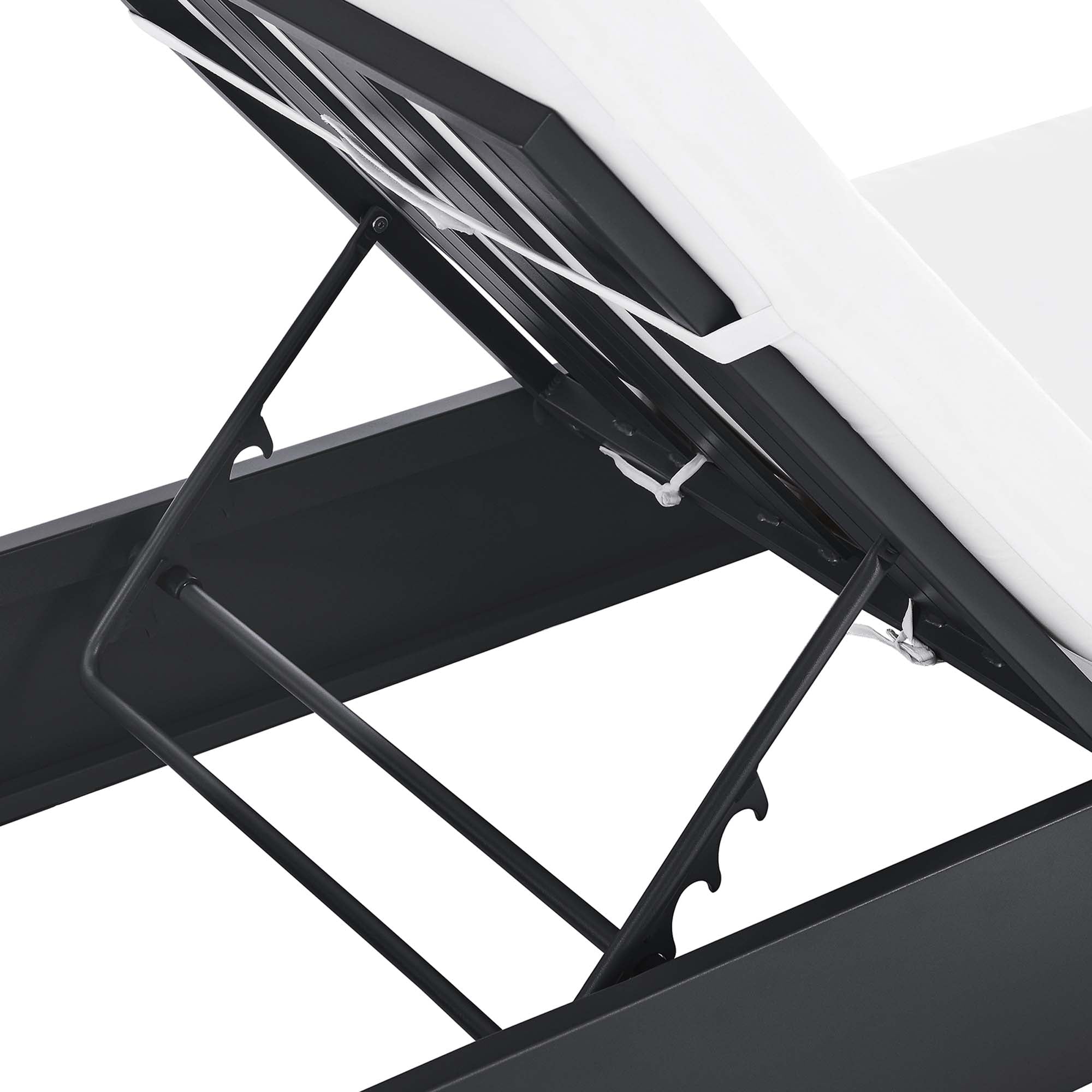 Tahoe Outdoor Patio Powder-Coated Aluminum Chaise Lounge Chair, Gray White