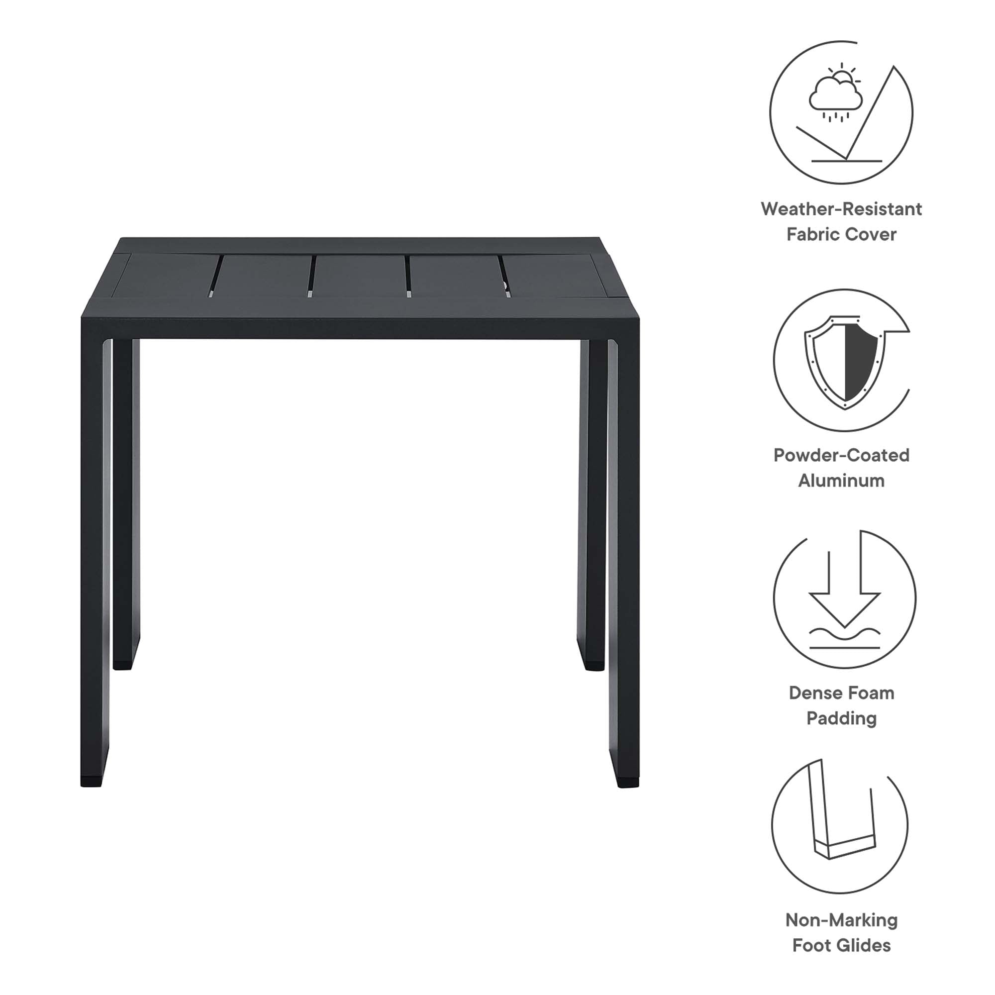 Tahoe Outdoor Patio Powder-Coated Aluminum End Table, Gray