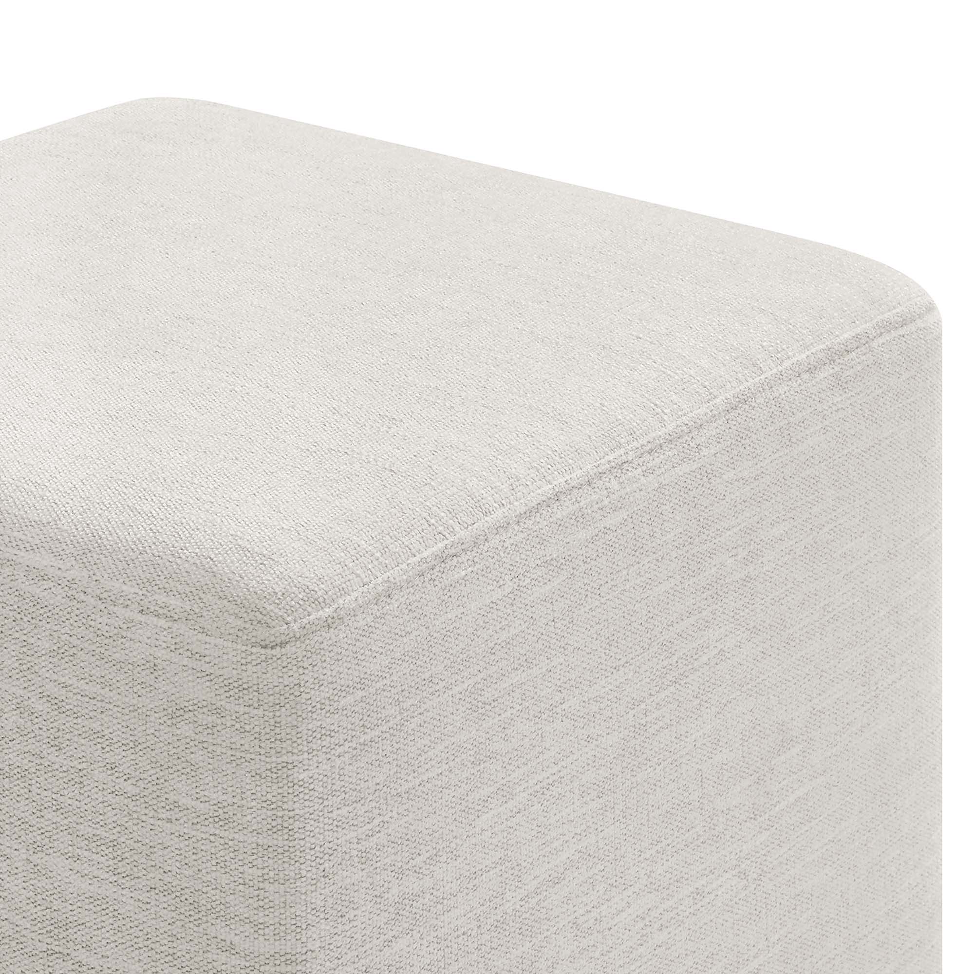 Callum 17" Square Woven Heathered Fabric Upholstered Ottoman, Heathered Weave Ivory