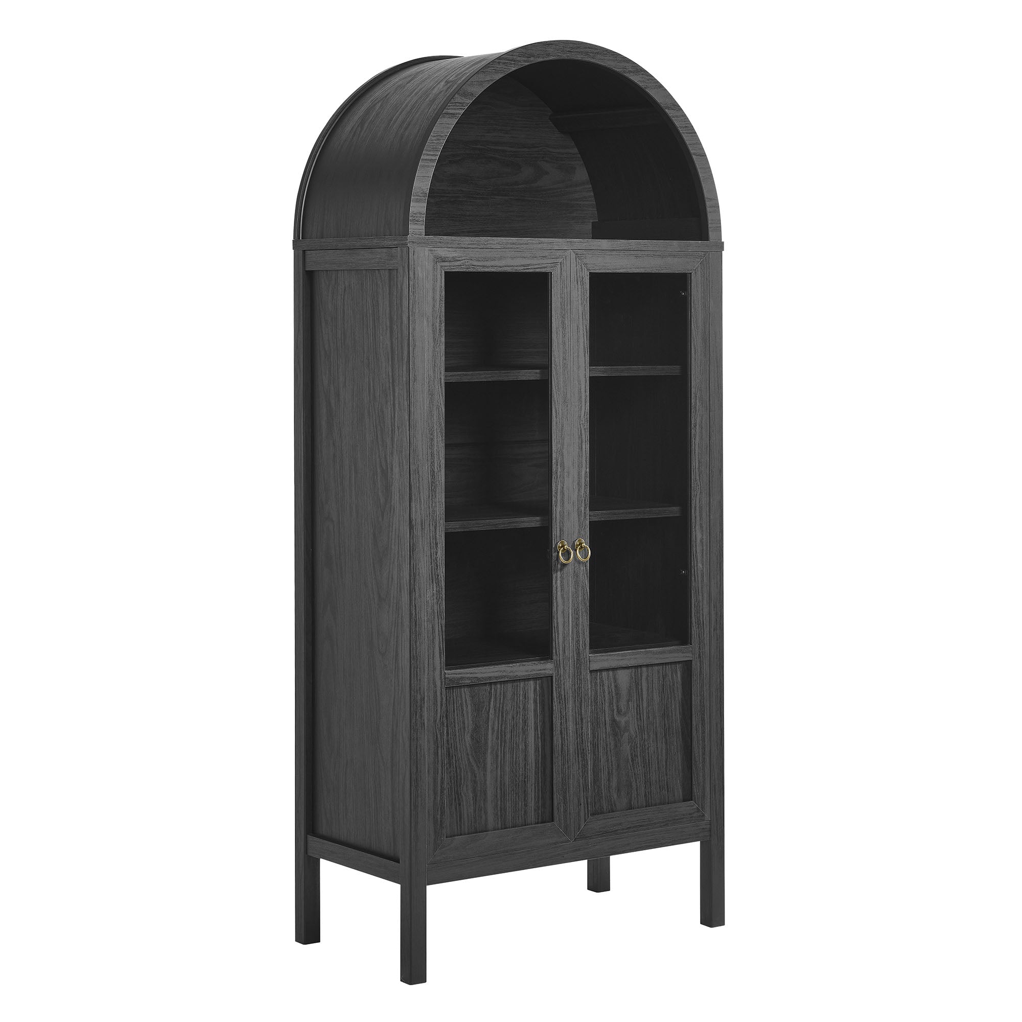 Tessa Tall Arched Storage Display Cabinet, Black