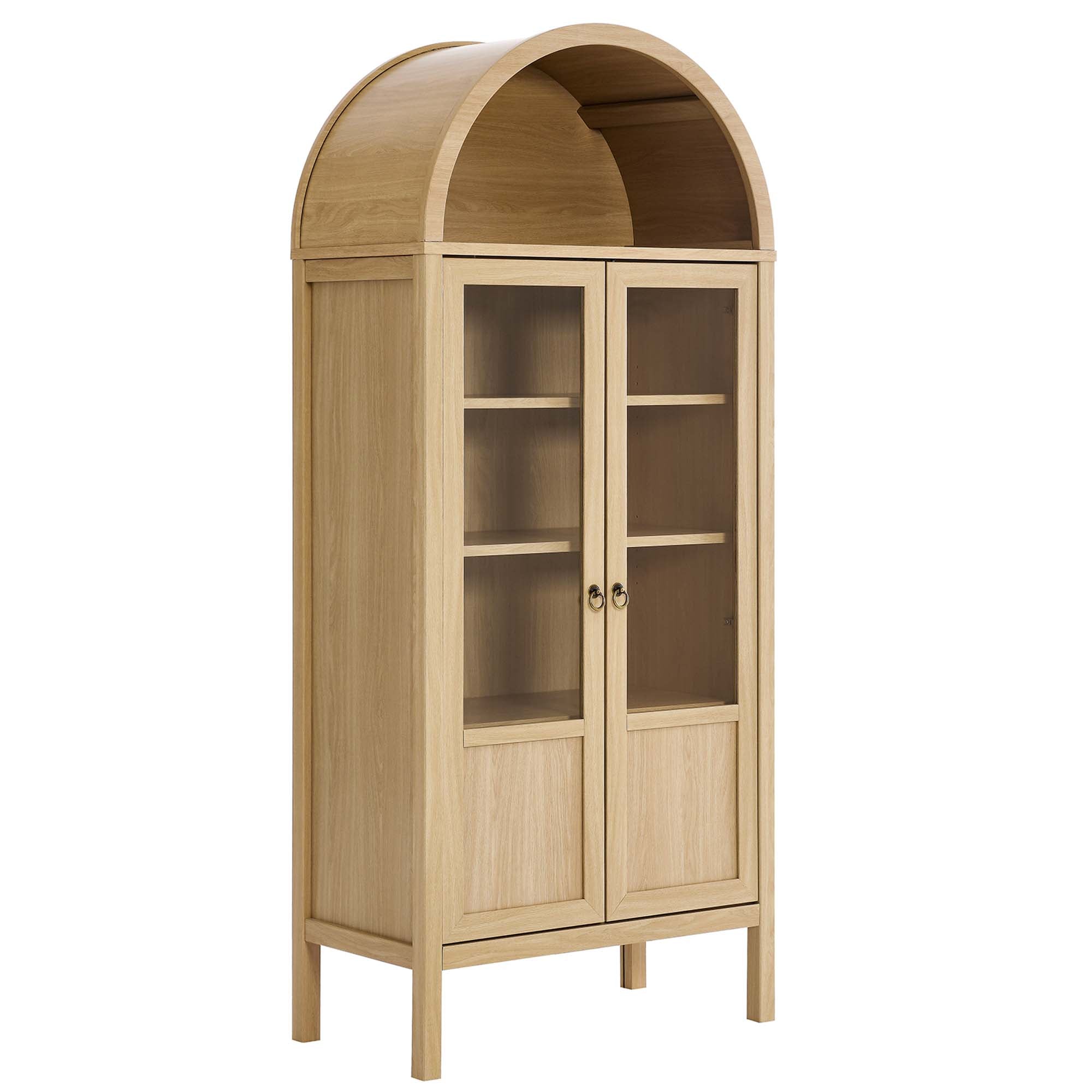 Tessa Tall Arched Storage Display Cabinet, Oak