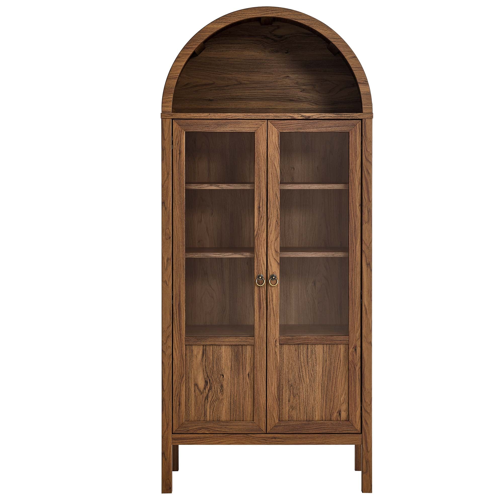Tessa Tall Arched Storage Display Cabinet, Walnut