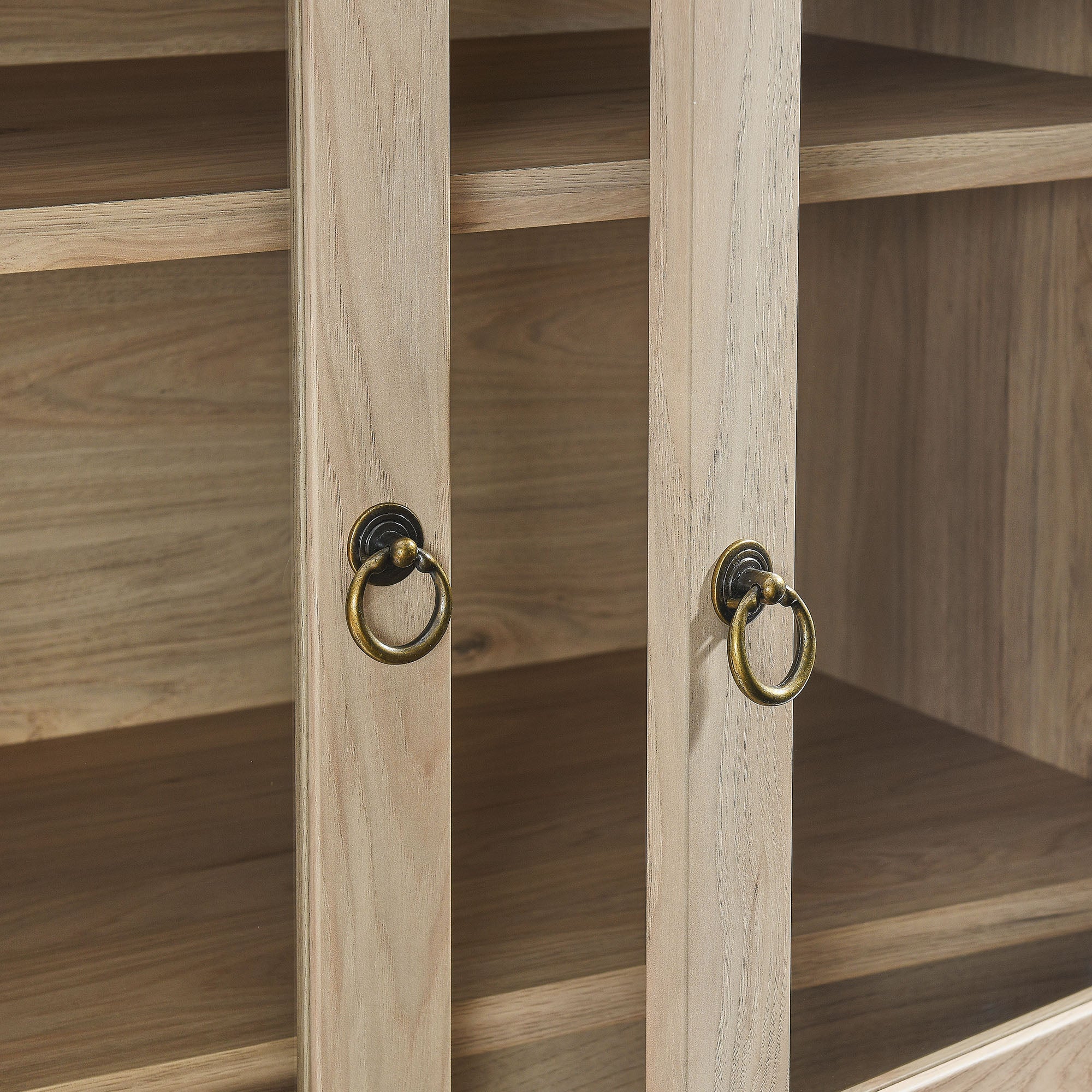 Nolan Tall Arched Storage Display Cabinet, Light Oak