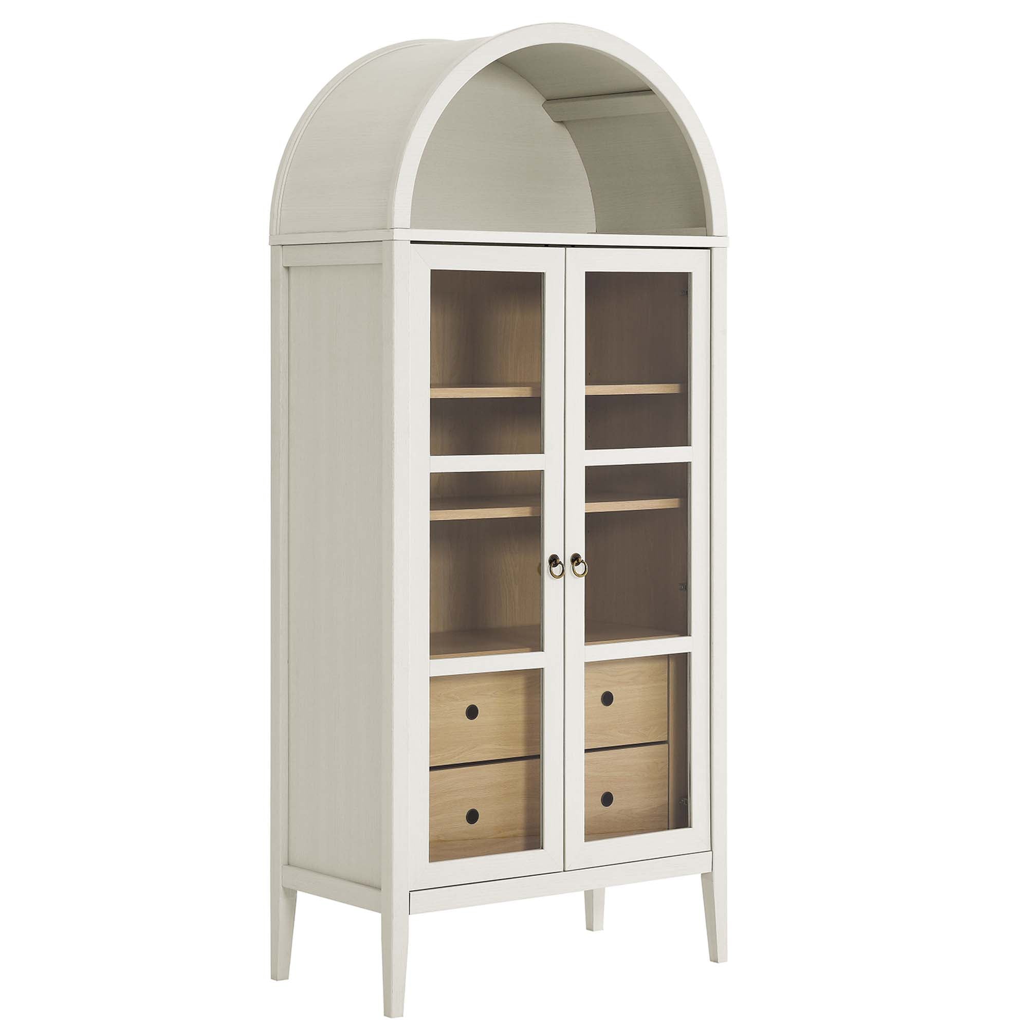 Nolan Tall Arched Storage Display Cabinet, White Oak