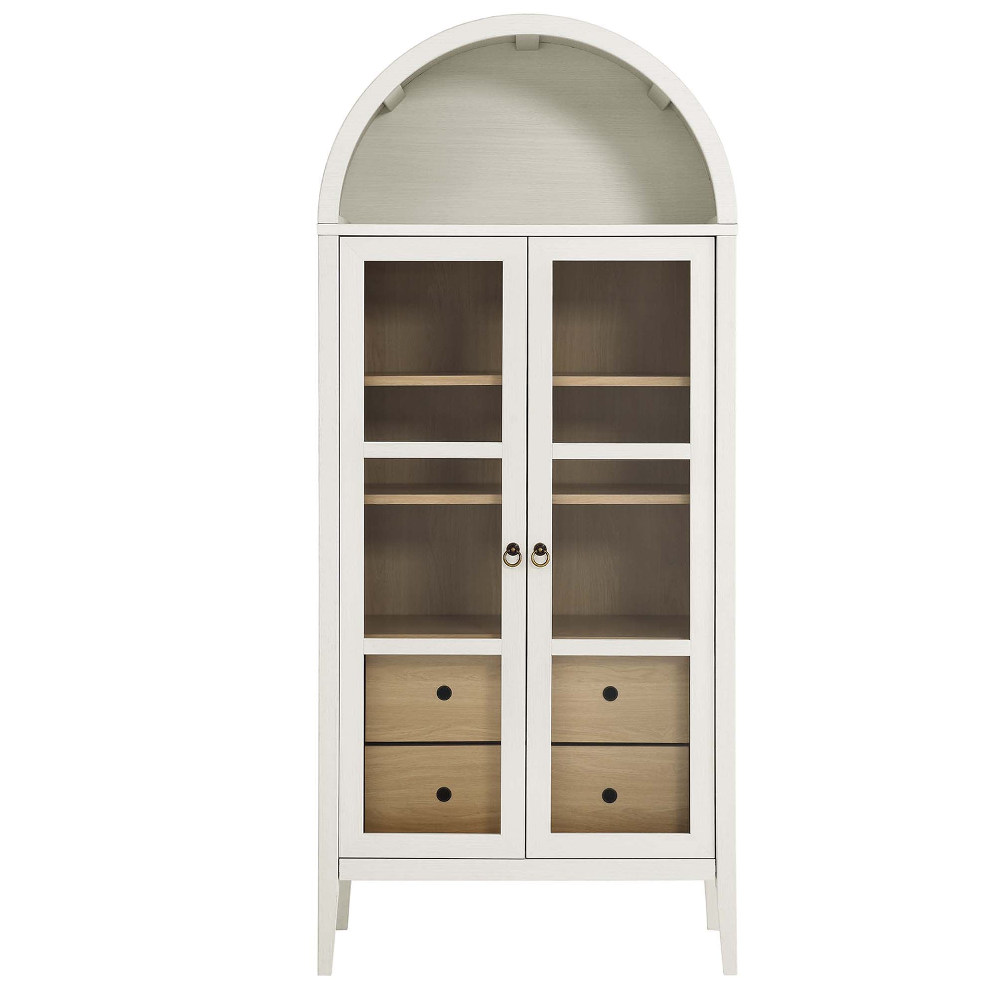 Nolan Tall Arched Storage Display Cabinet, White Oak