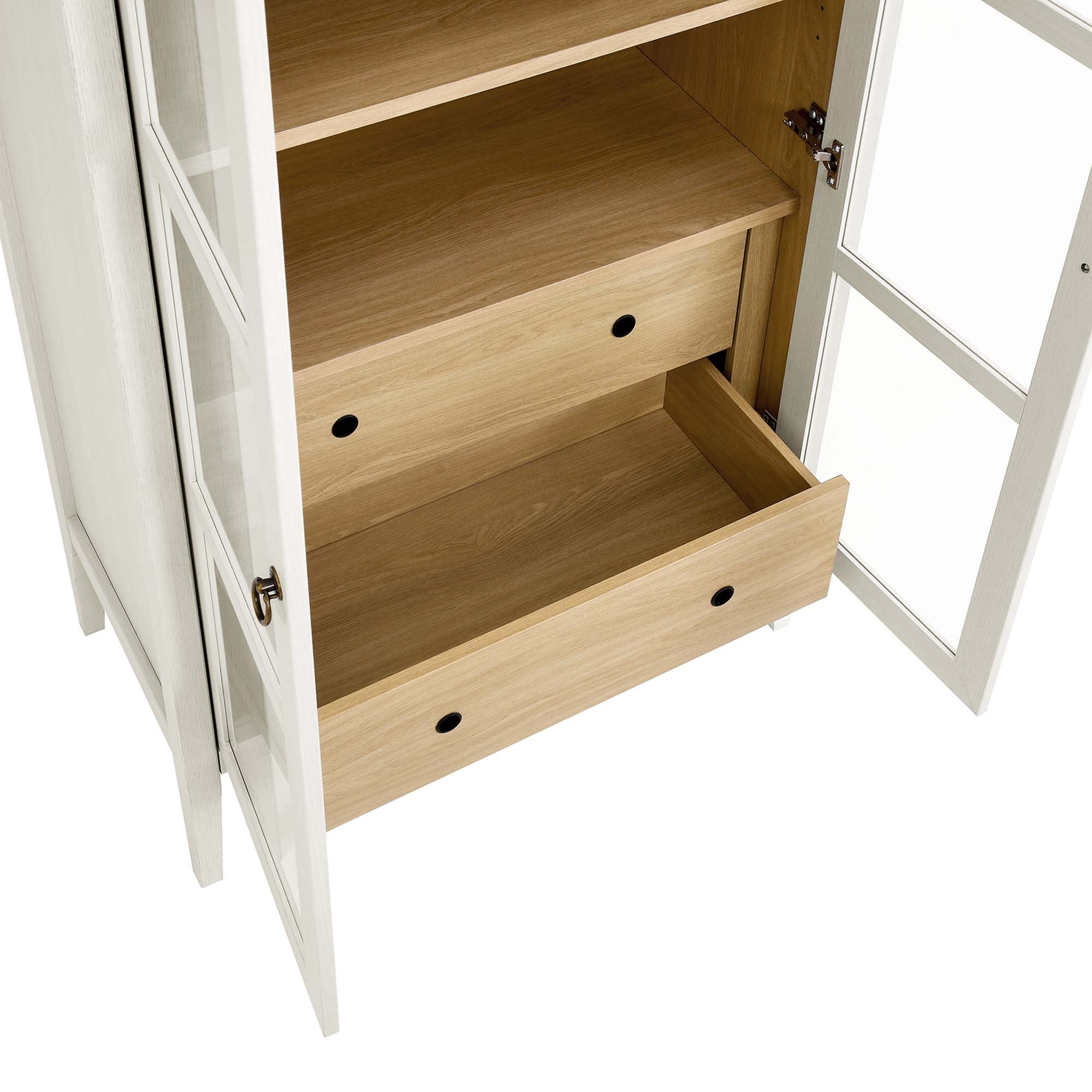 Nolan Tall Arched Storage Display Cabinet, White Oak