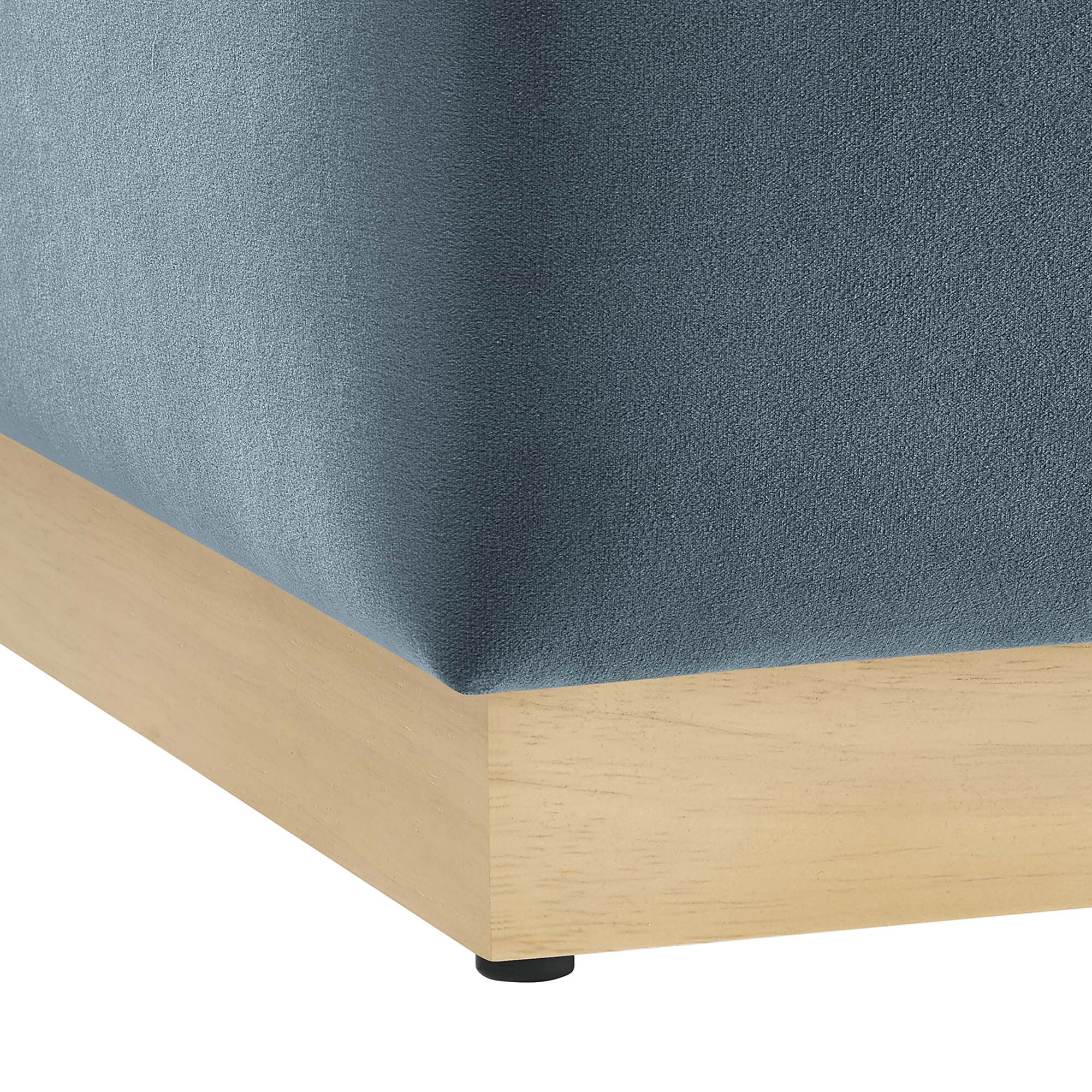 Tilden 17" Square Performance Velvet Upholstered Ottoman, Cadet Blue Natural