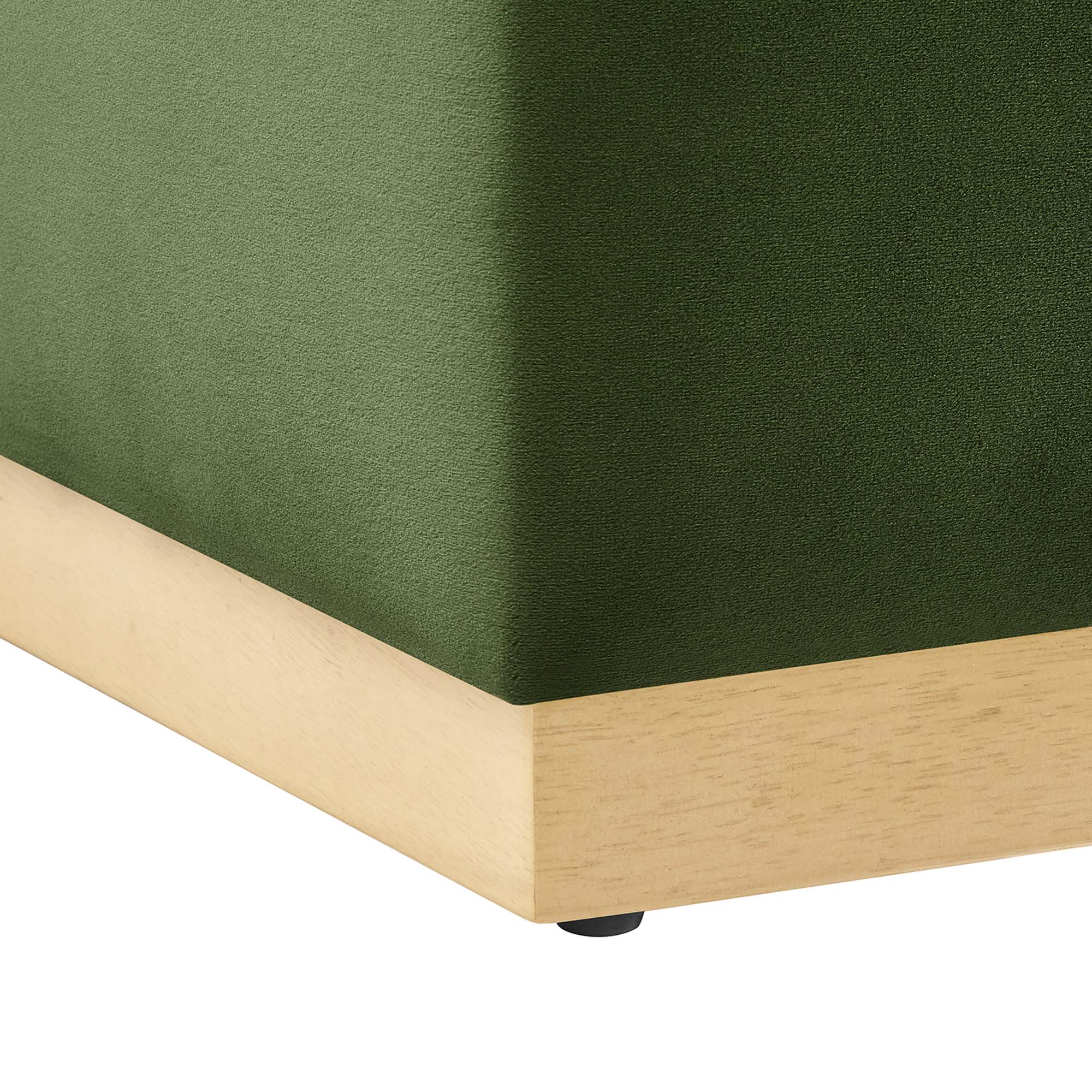Tilden 17" Square Performance Velvet Upholstered Ottoman, Moss Green Natural