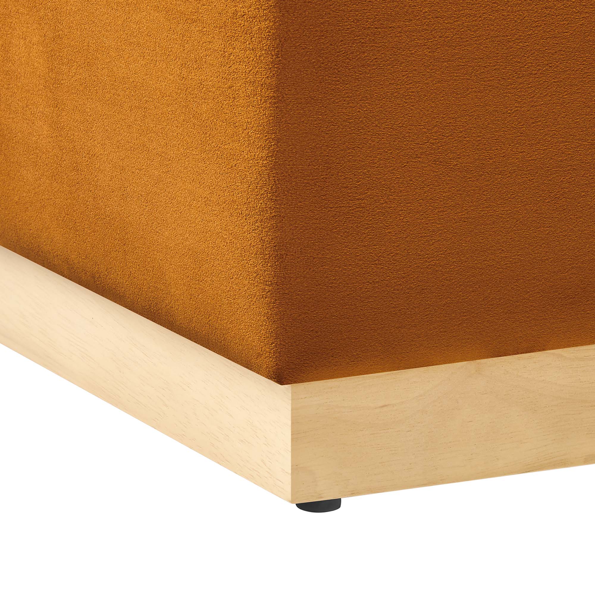 Tilden 17" Square Performance Velvet Upholstered Ottoman, Rust Natural