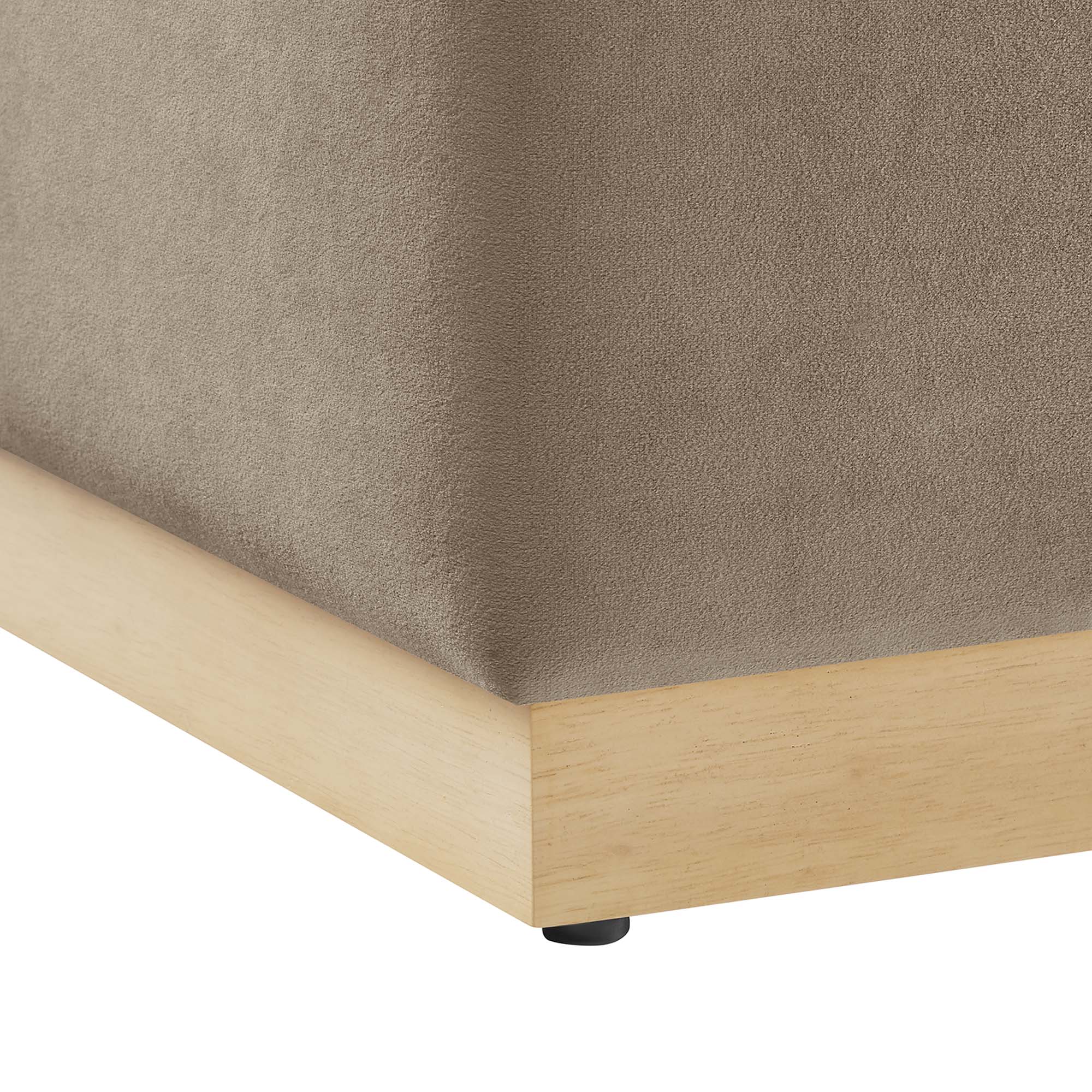 Tilden 17" Square Performance Velvet Upholstered Ottoman, Taupe Natural